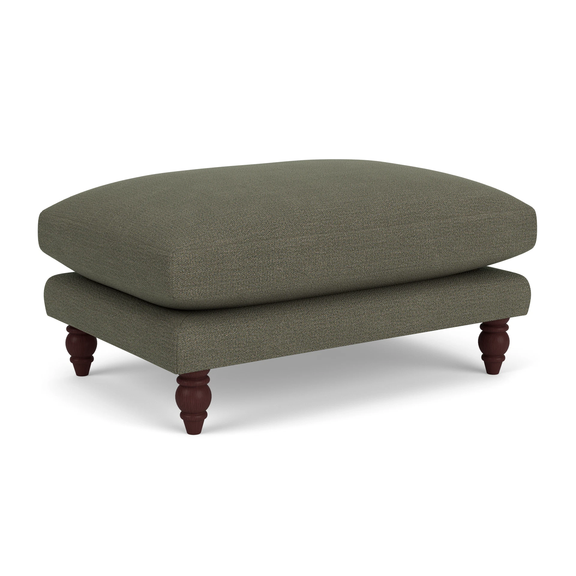 Emily Foot Stool in Rustic Weave - Deep Forest with Light legs