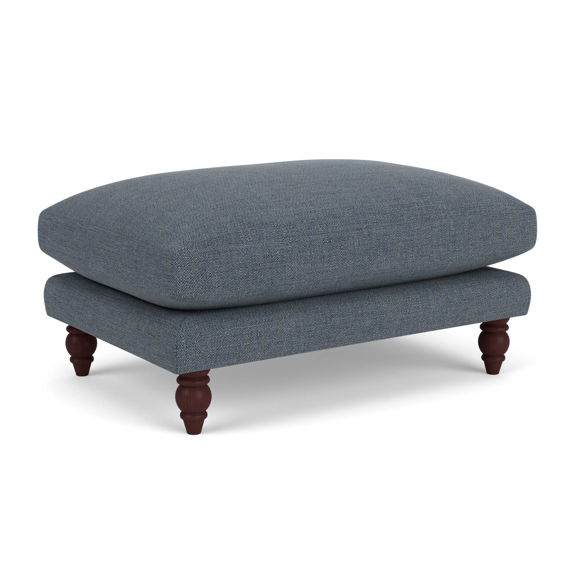 Emily Foot Stool in Rustic Weave - Indigo with Light legs