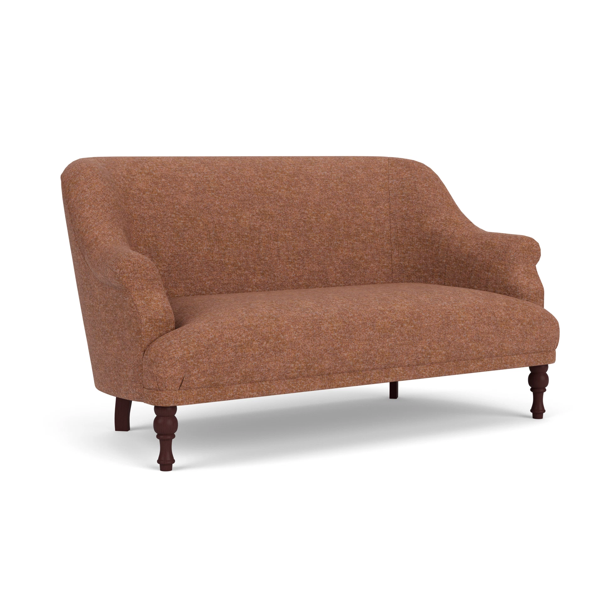 Everett 2 Seater Sofa in Aquaclean Oxford - Brick Marl with Light legs