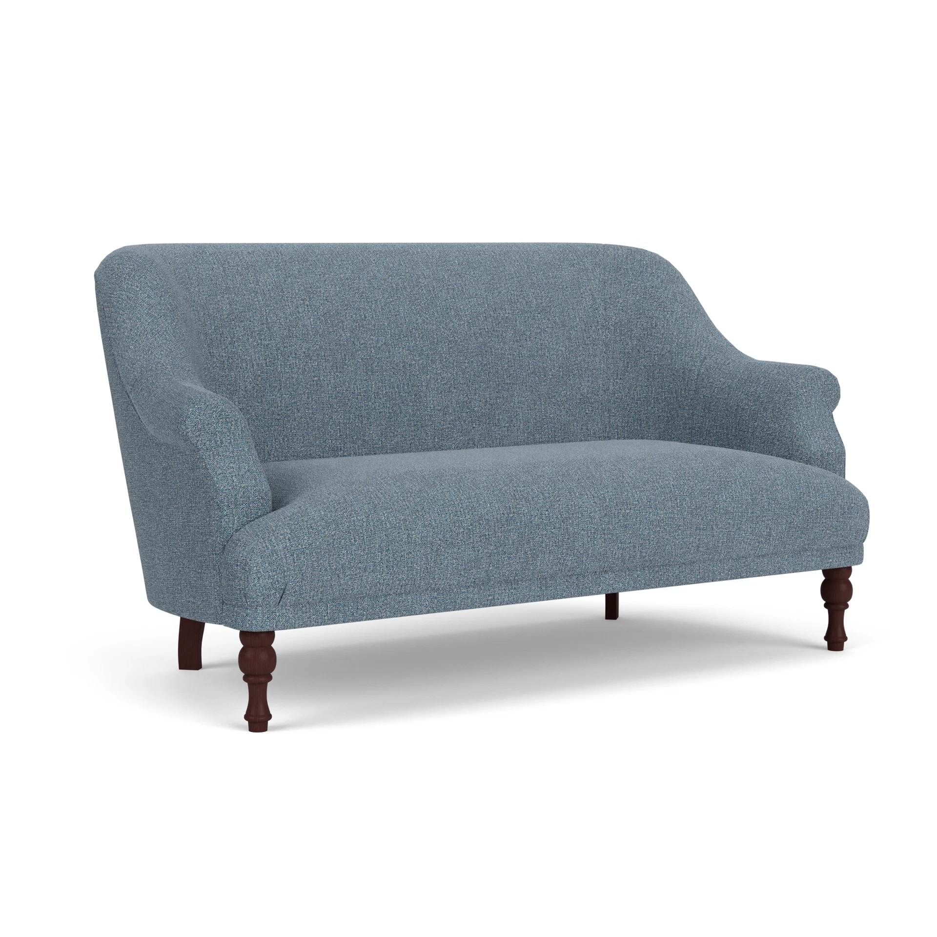 Everett 2 Seater Sofa in Aquaclean Oxford - Mid Blue with Light legs