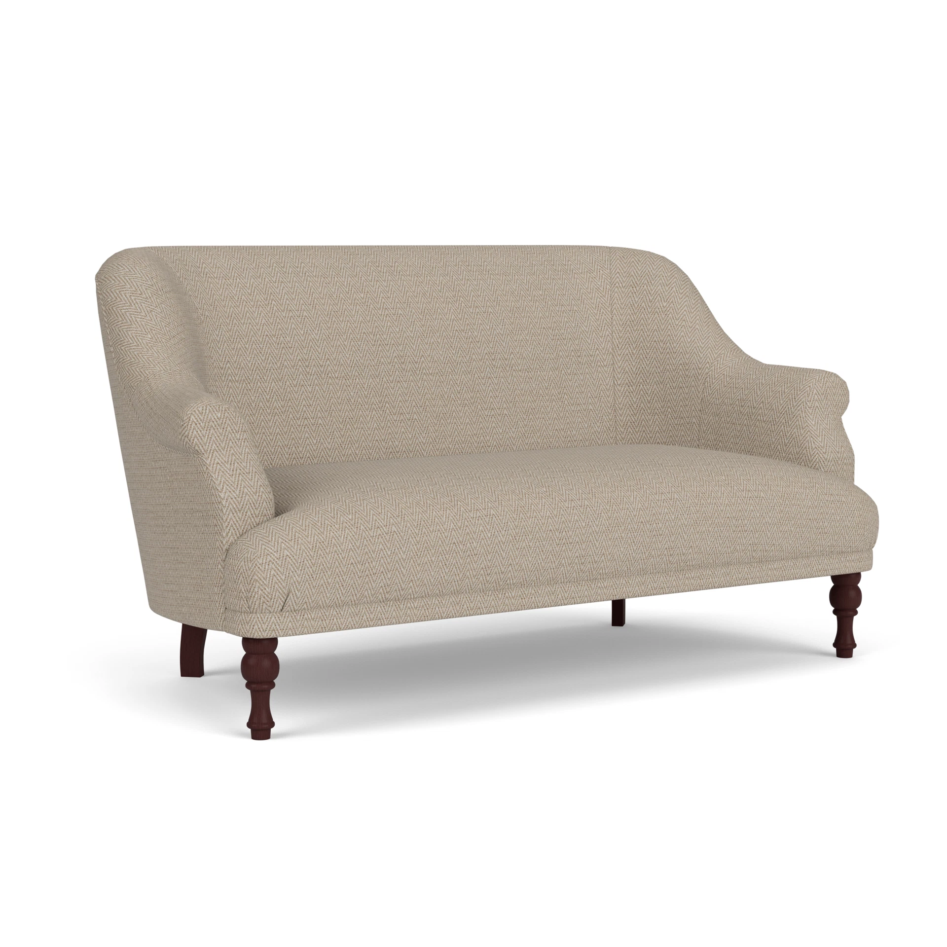 Everett 2 Seater Sofa in Herringbone Weave - Natural with Light legs