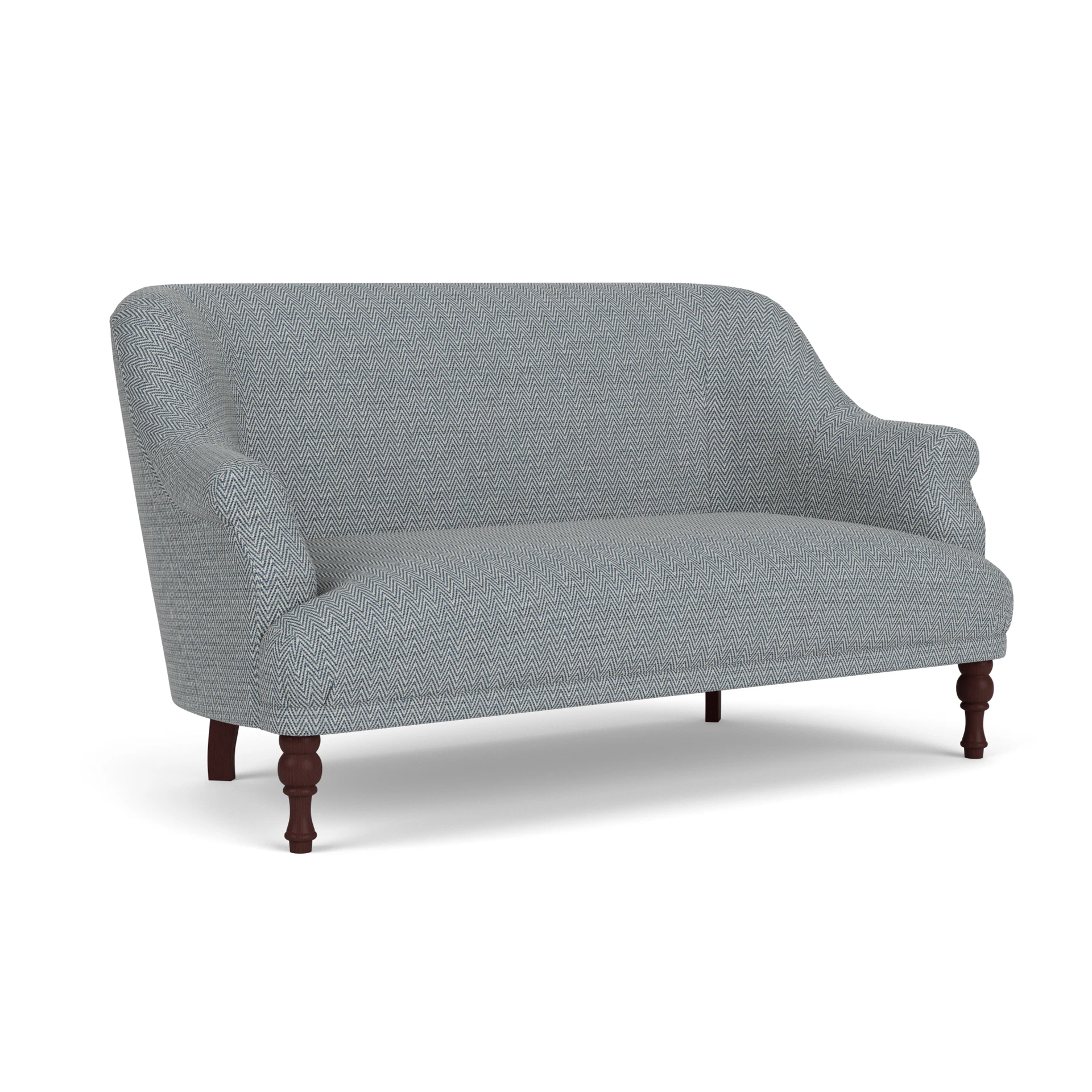 Everett 2 Seater Sofa in Herringbone Weave - Navy with Light legs