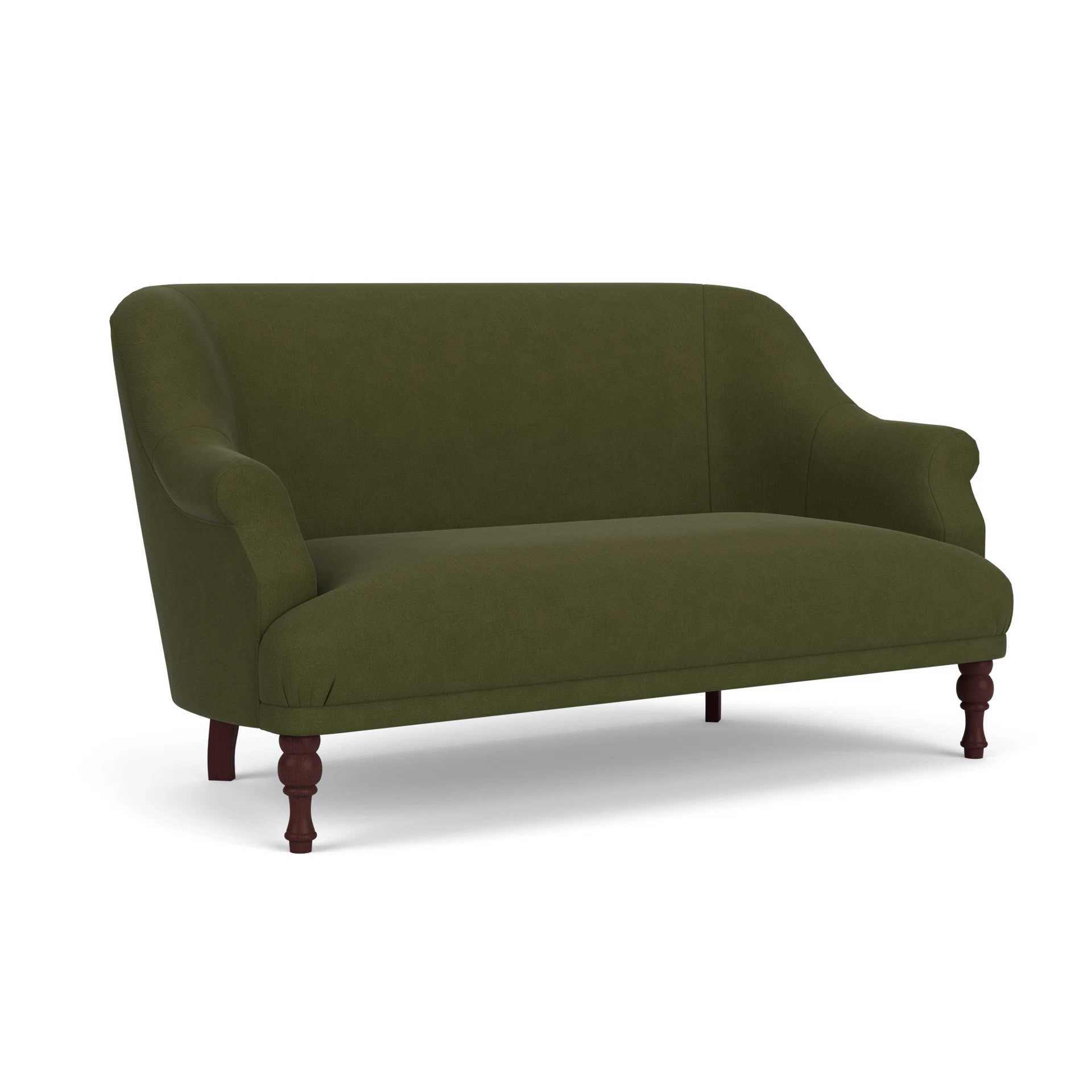 Everett 2 Seater Sofa in House Linen Mix - Forest Green with Light legs