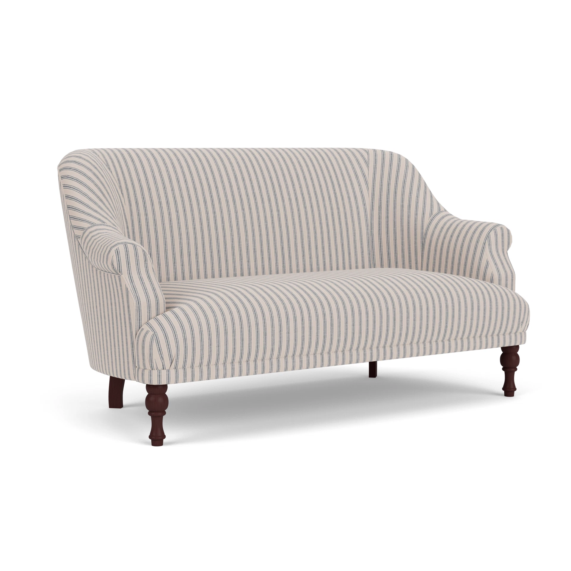 Everett 2 Seater Sofa in Kingham Stripe - Indigo with Light legs