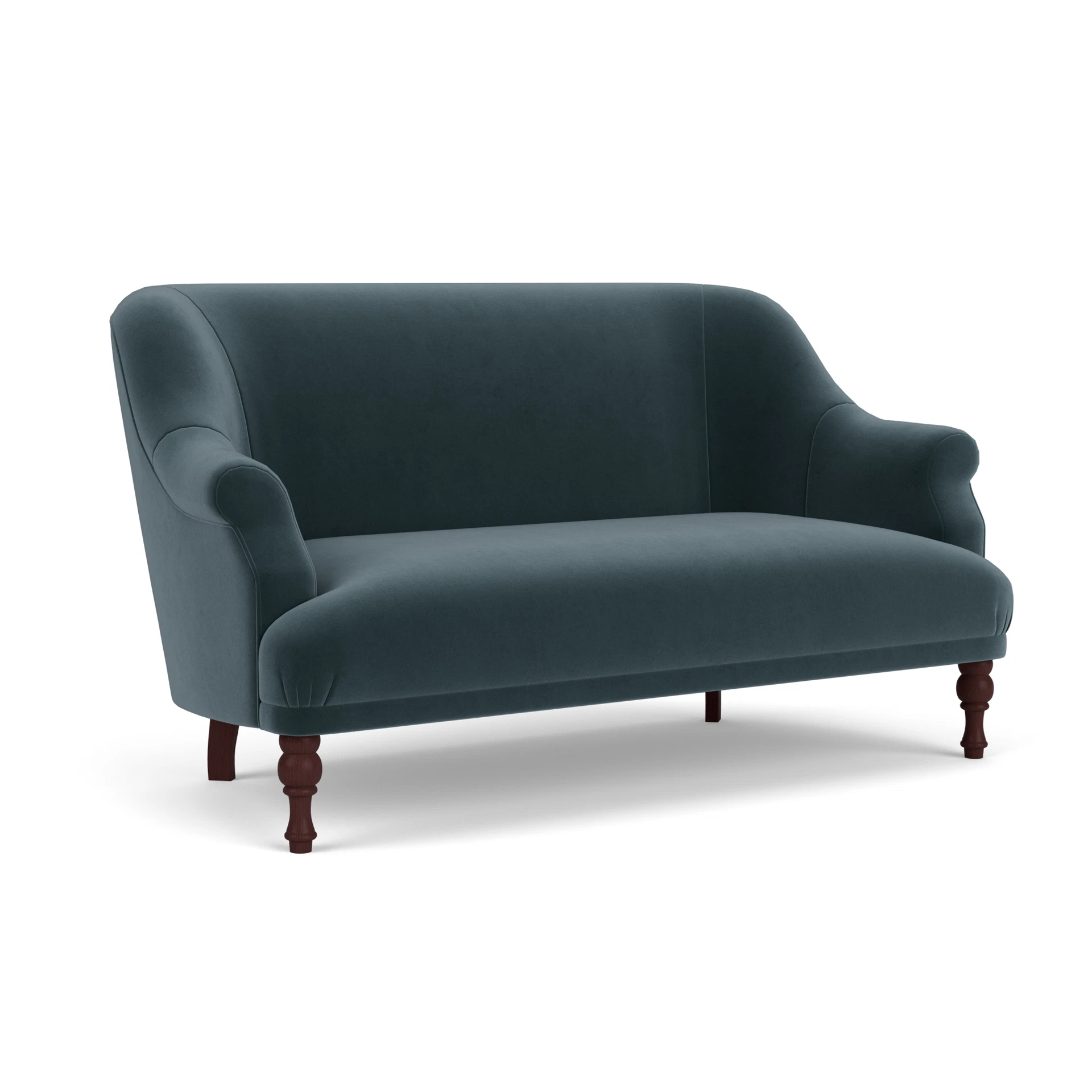 Everett 2 Seater Sofa in Matt Velvet - Night Sky with Light legs