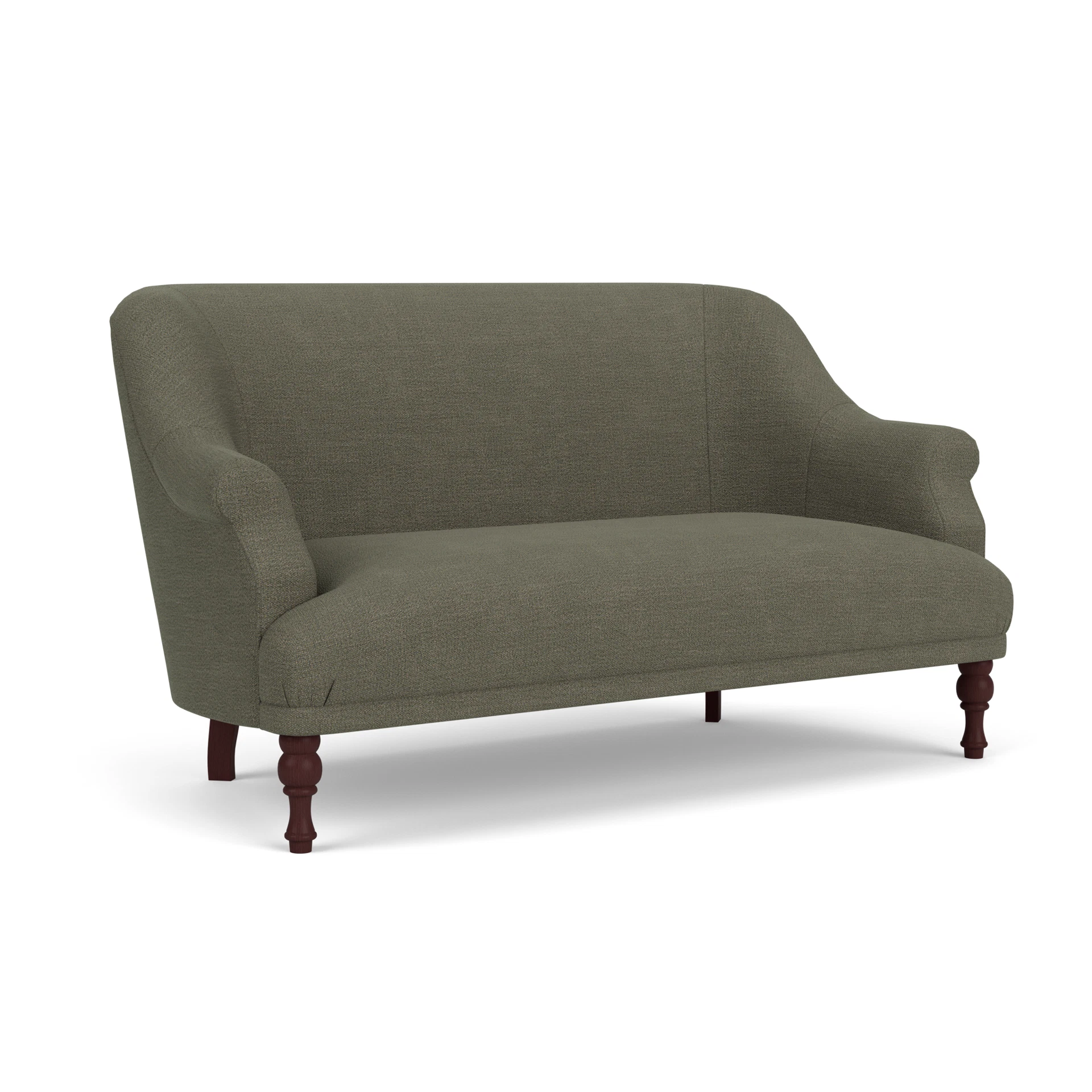 Everett 2 Seater Sofa in Rustic Weave - Deep Forest with Light legs
