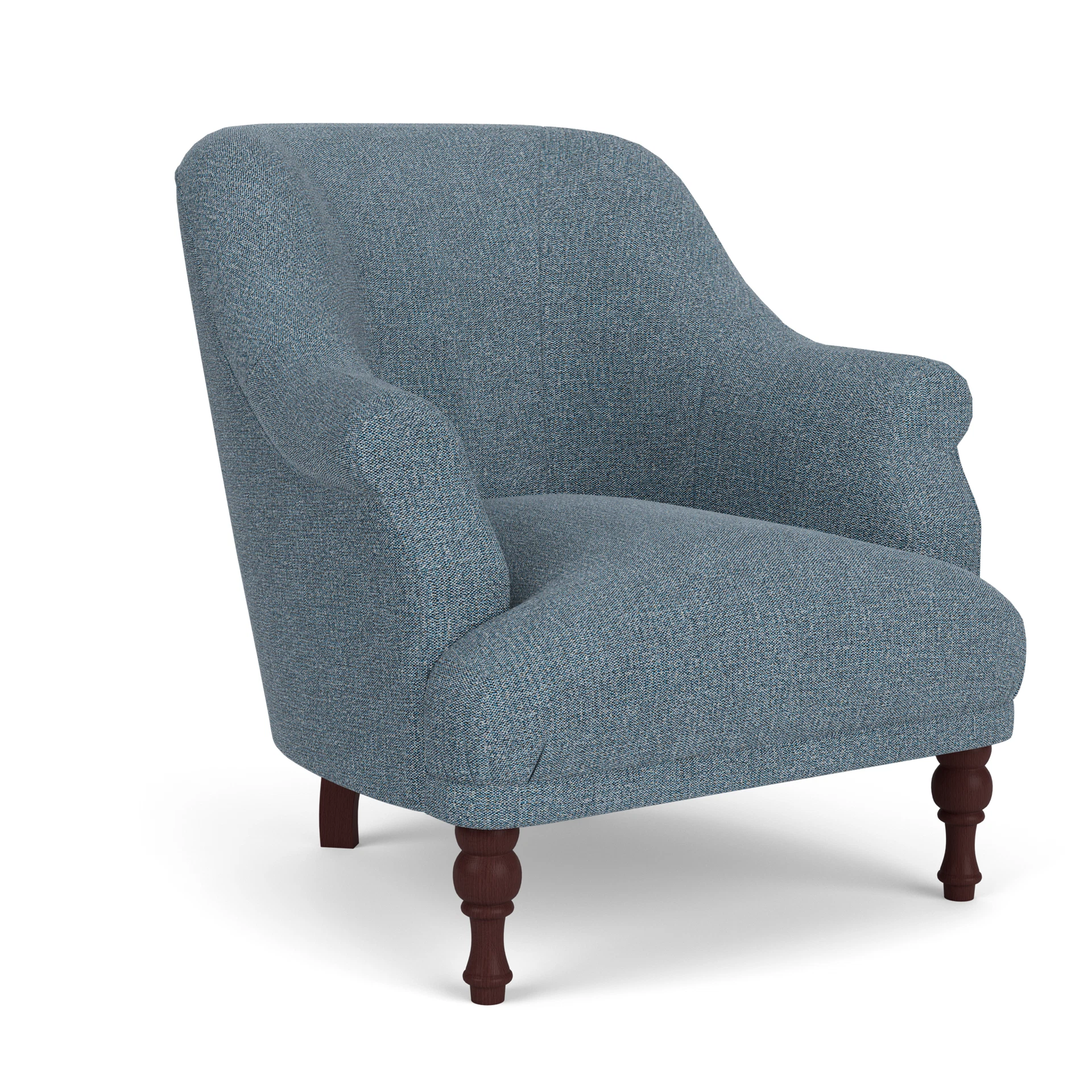 Everett Armchair in Aquaclean Oxford - Mid Blue with Light legs