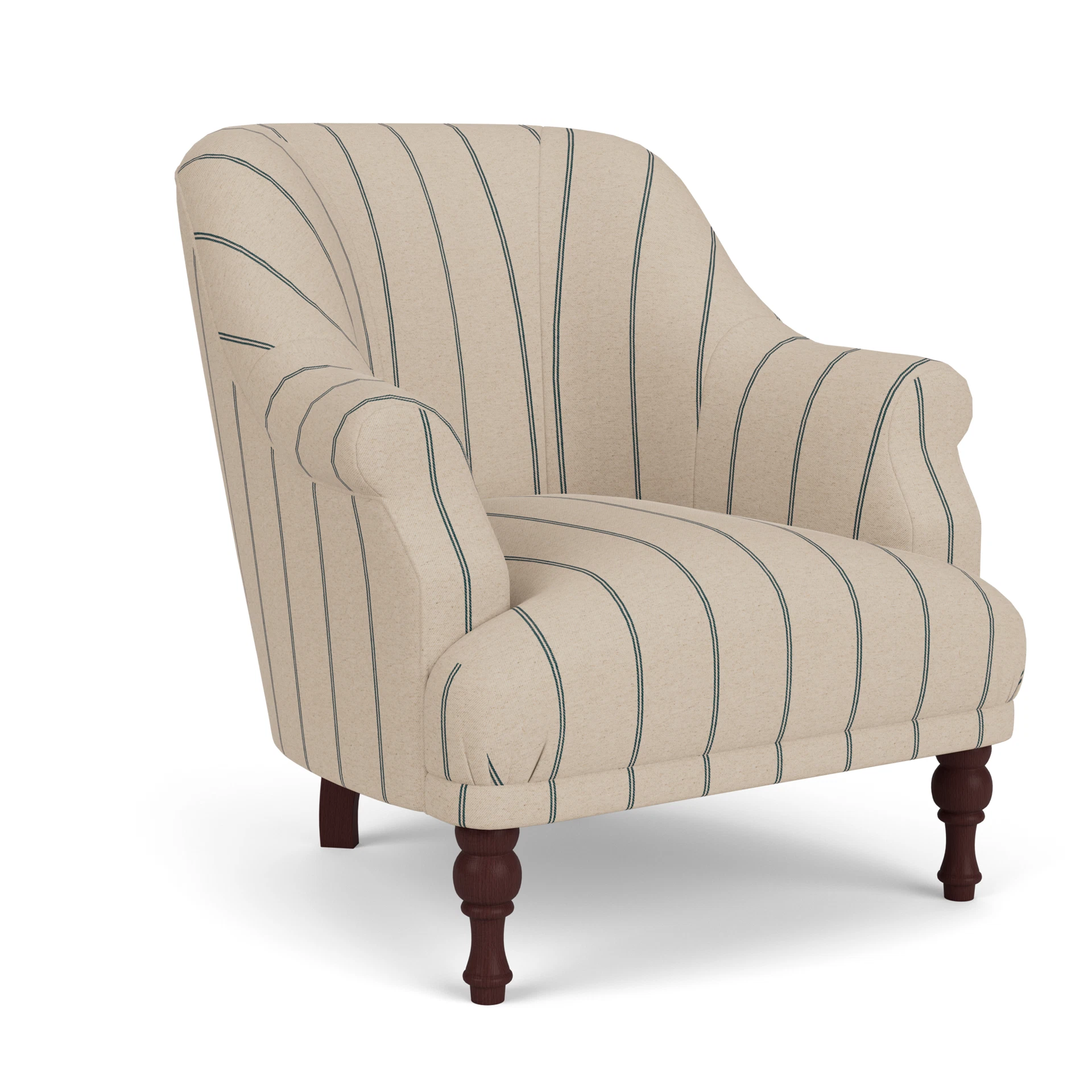 Everett Armchair in Compton Stripe - Charcoal with Light legs