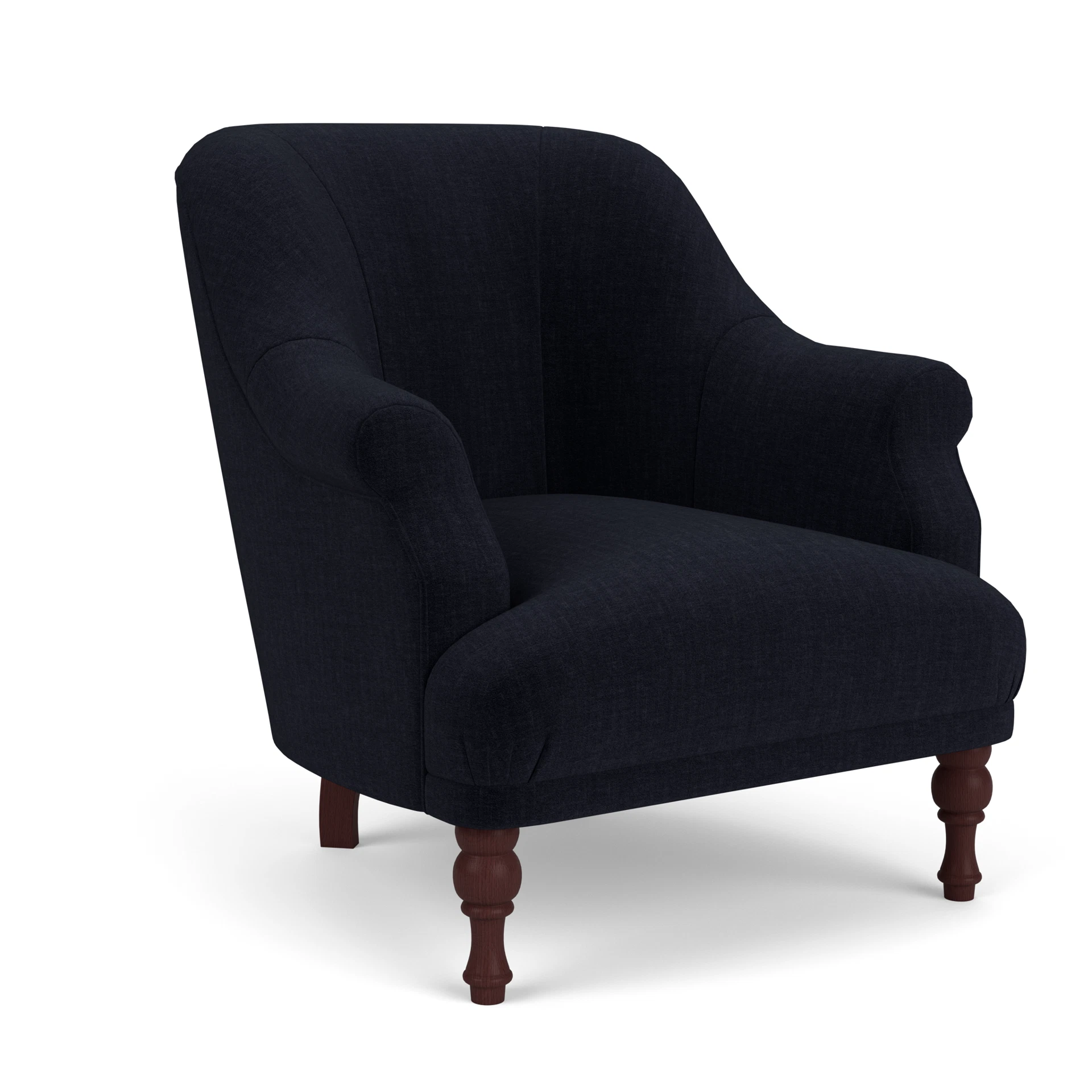 Everett Armchair in Eco Chenille - Ink with Light legs