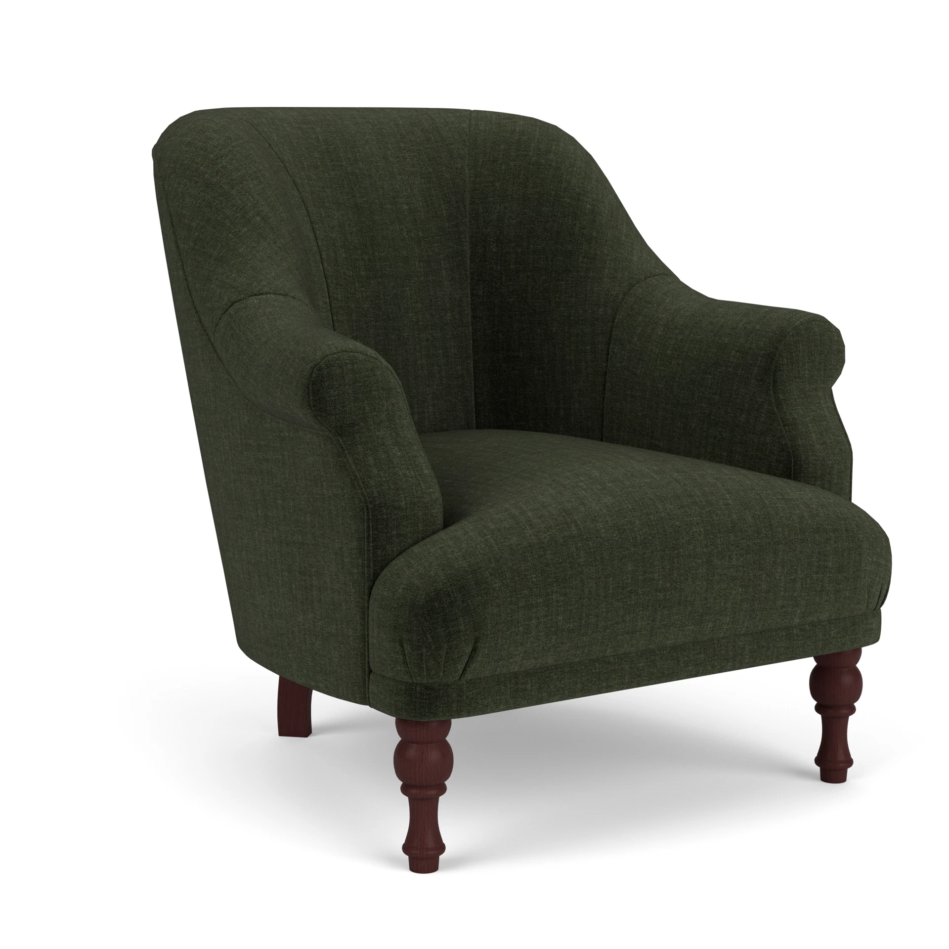 Everett Armchair in Eco Chenille - Moss with Light legs