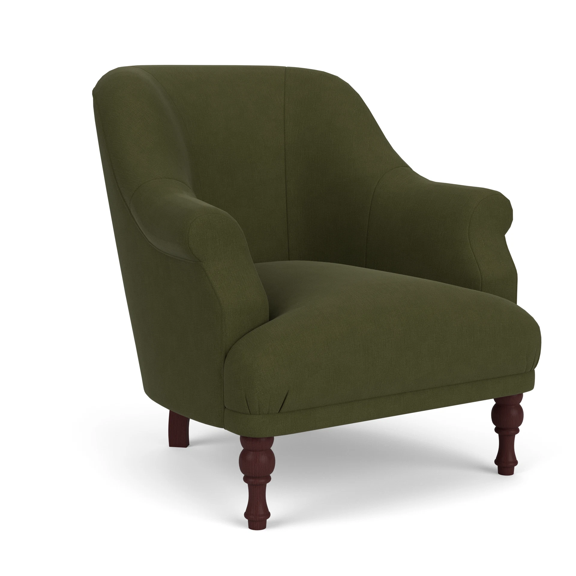 Everett Armchair in House Linen Mix - Forest Green with Light legs