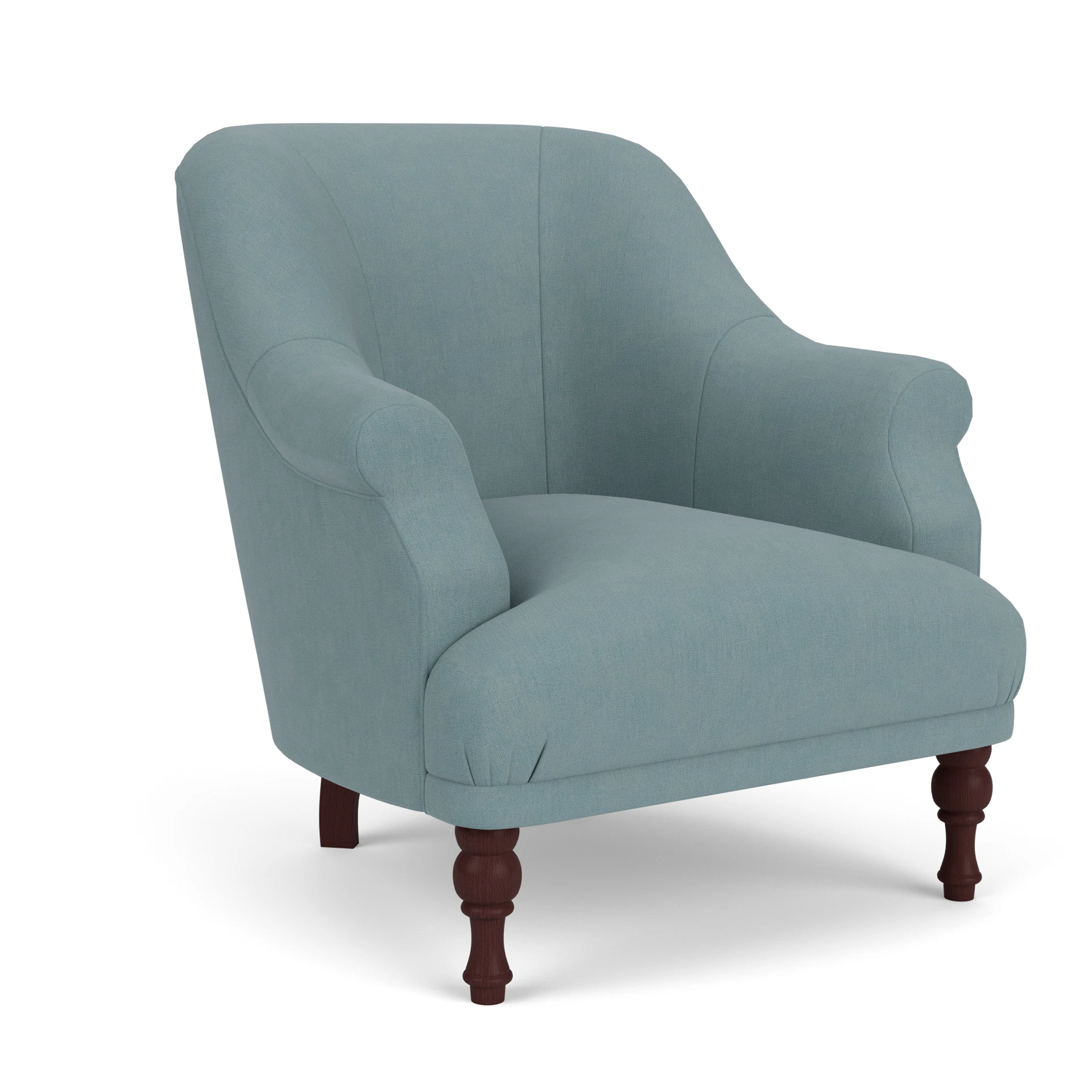 Everett Armchair in House Linen Mix - Sky Blue with Light legs