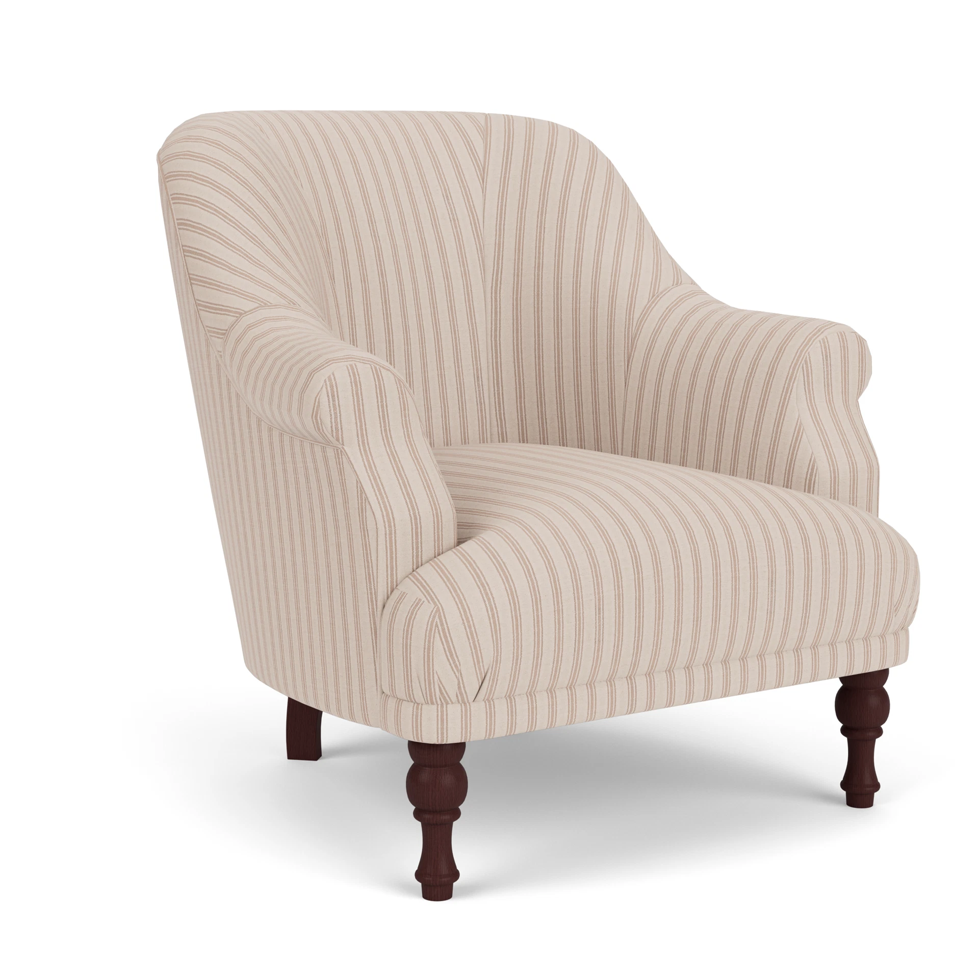Everett Armchair in Kingham Stripe - Flax with Light legs
