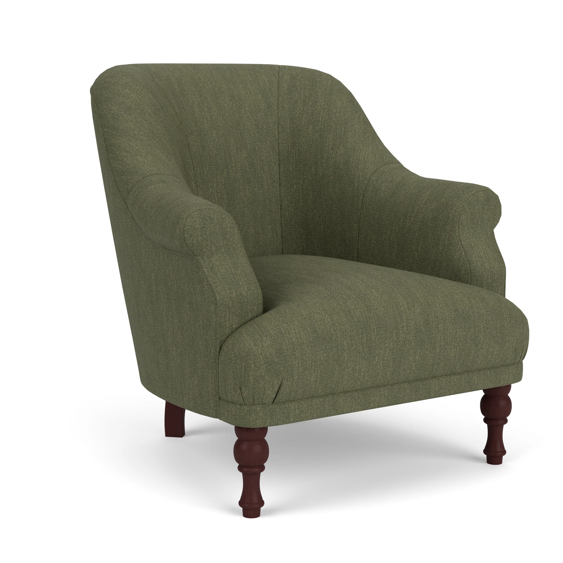 Everett Armchair in Luxury Italian Linen - Fern with Light legs