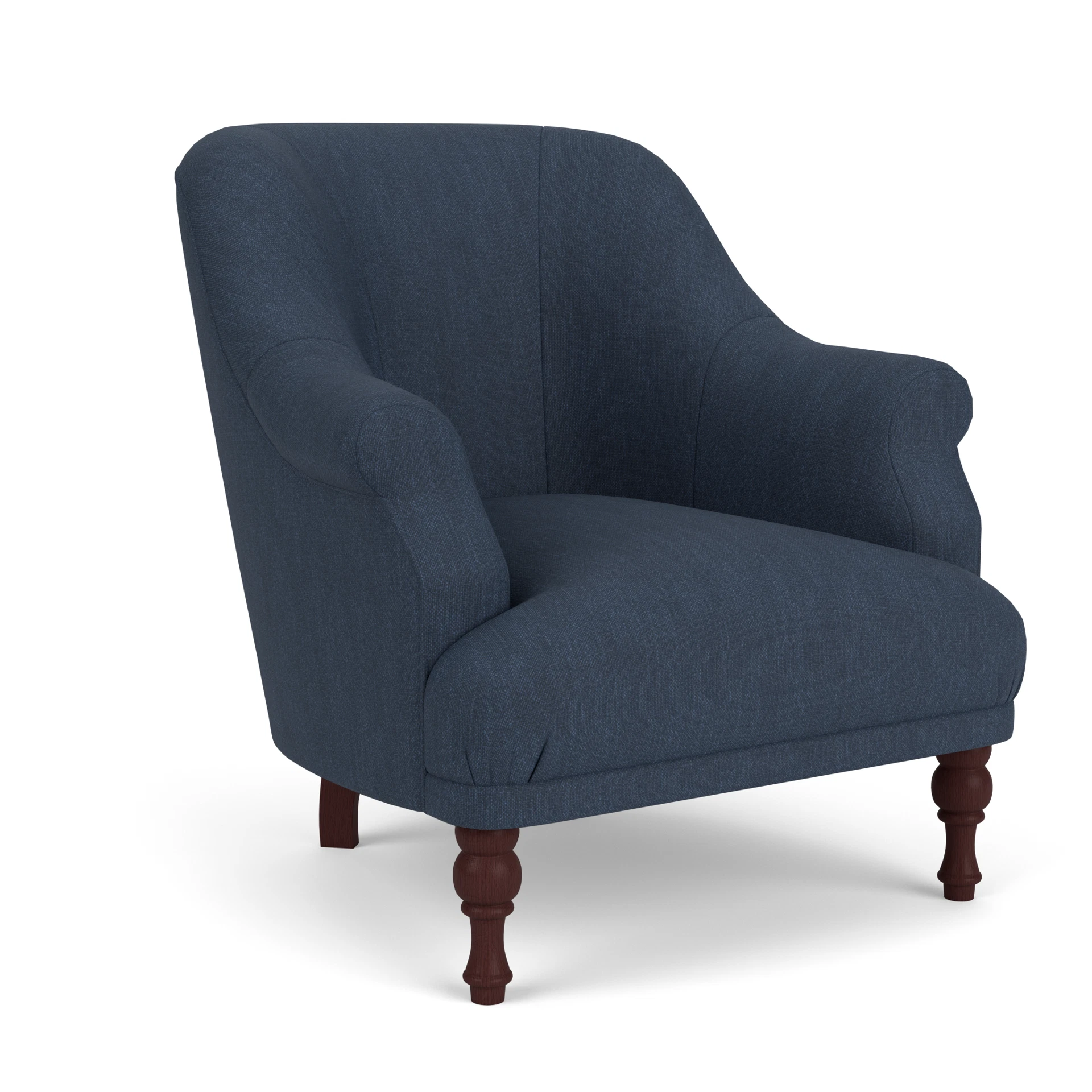 Everett Armchair in Luxury Italian Linen - Indigo with Light legs
