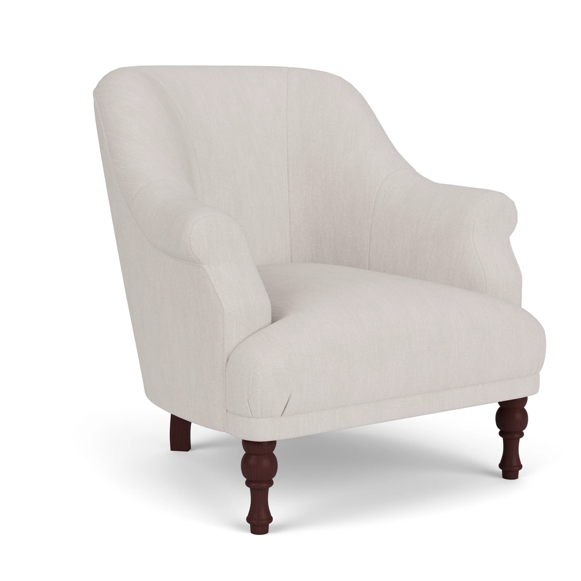 Everett Armchair in Luxury Italian Linen - Soft White with Light legs