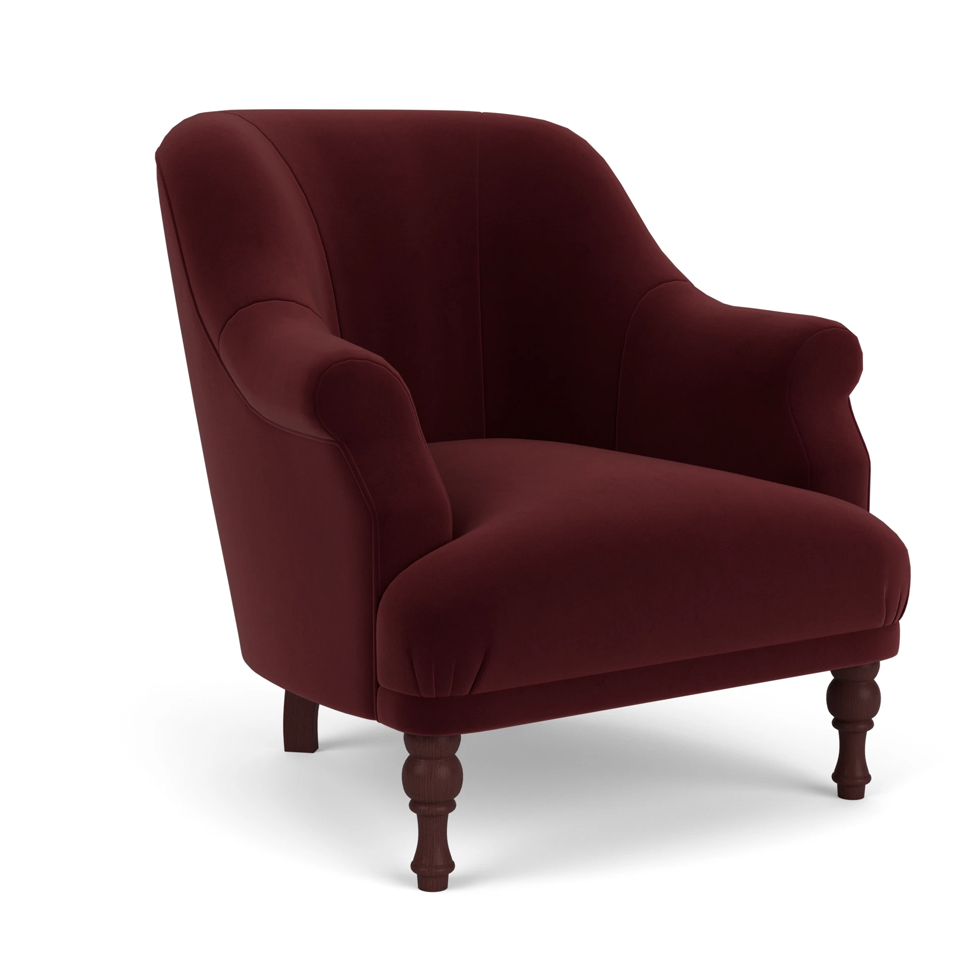 Everett Armchair in Matt Velvet - Dark Rosehip with Light legs