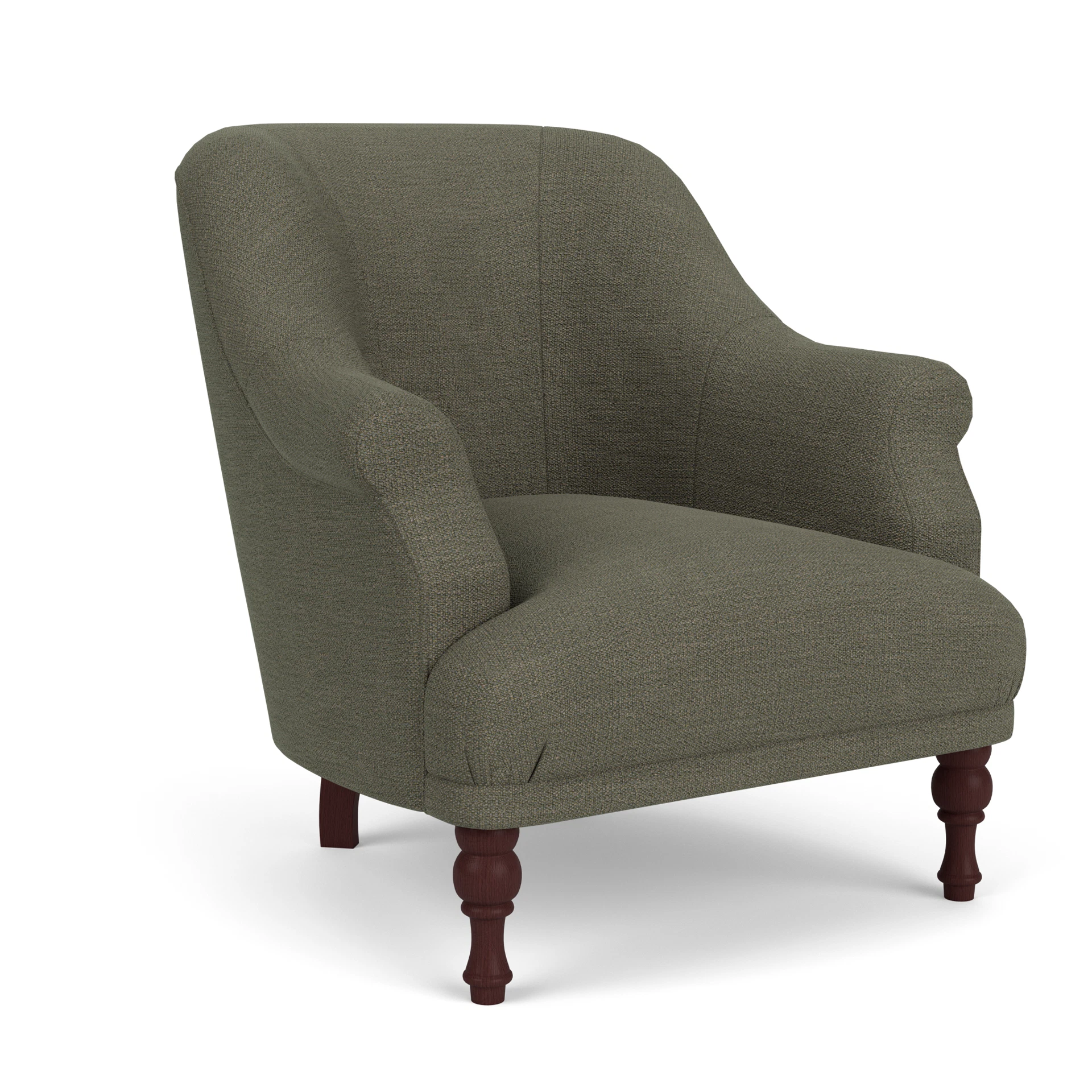Everett Armchair in Rustic Weave - Deep Forest with Light legs