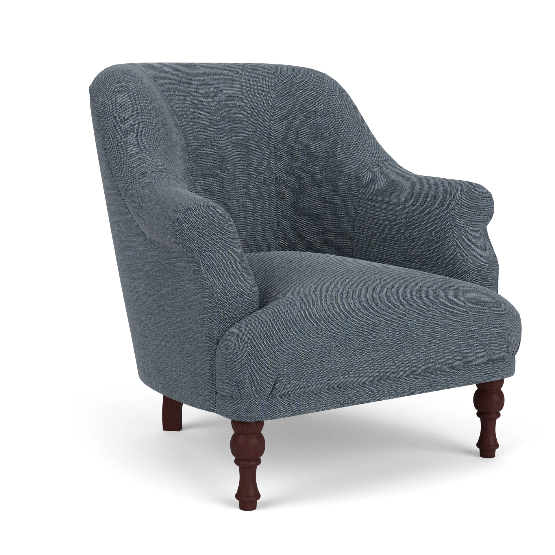 Everett Armchair in Rustic Weave - Indigo with Light legs