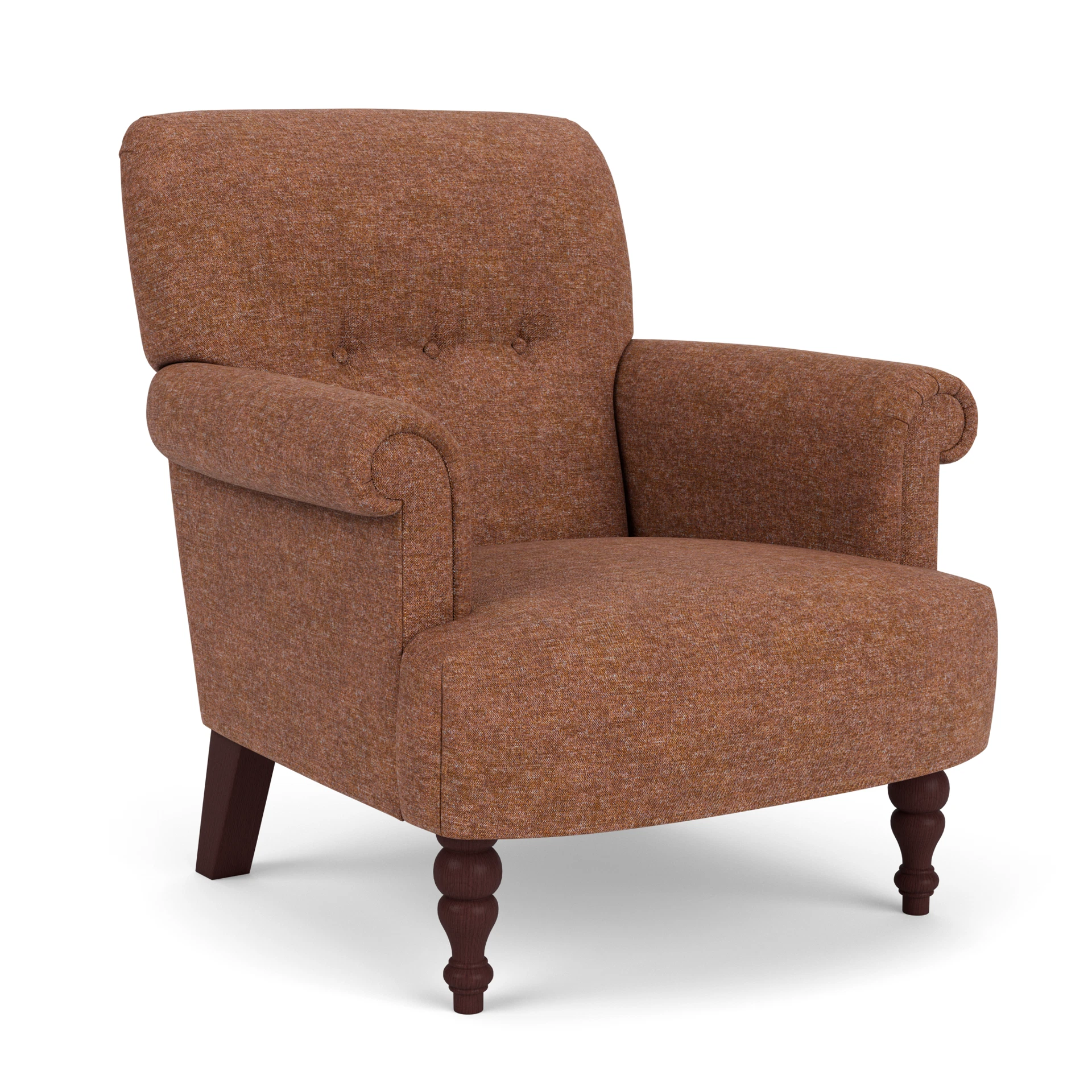 Harriet Armchair in Aquaclean Oxford - Brick Marl with Light legs