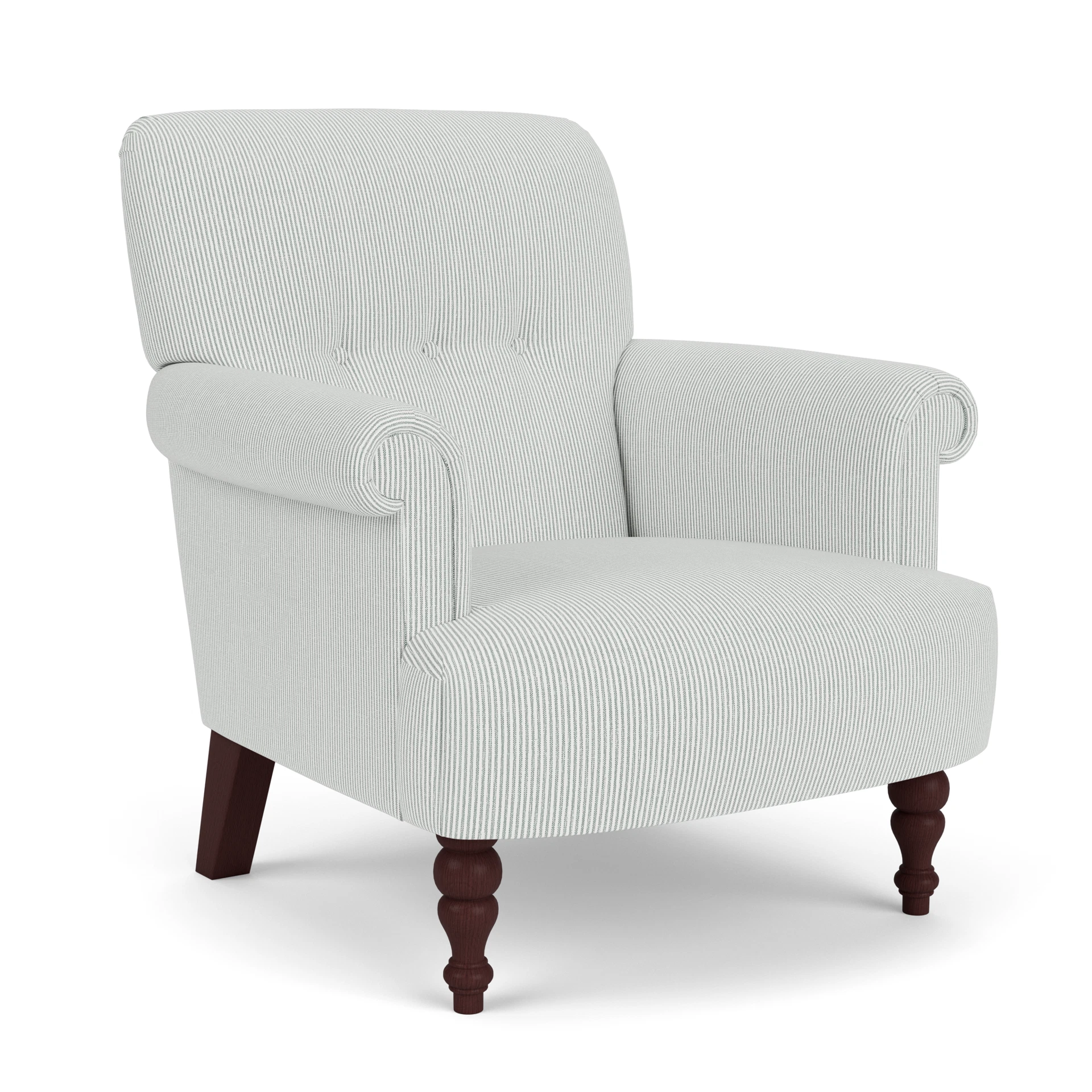 Harriet Armchair in Broadway Stripe - Duck Egg with Light legs