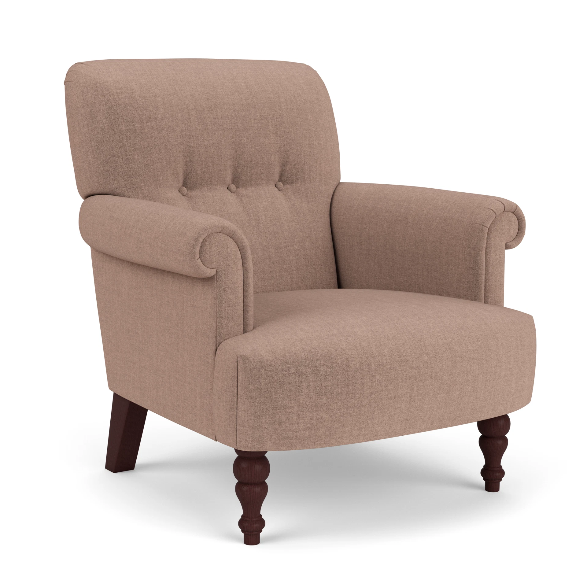 Harriet Armchair in Eco Chenille - Dusky Rose with Light legs