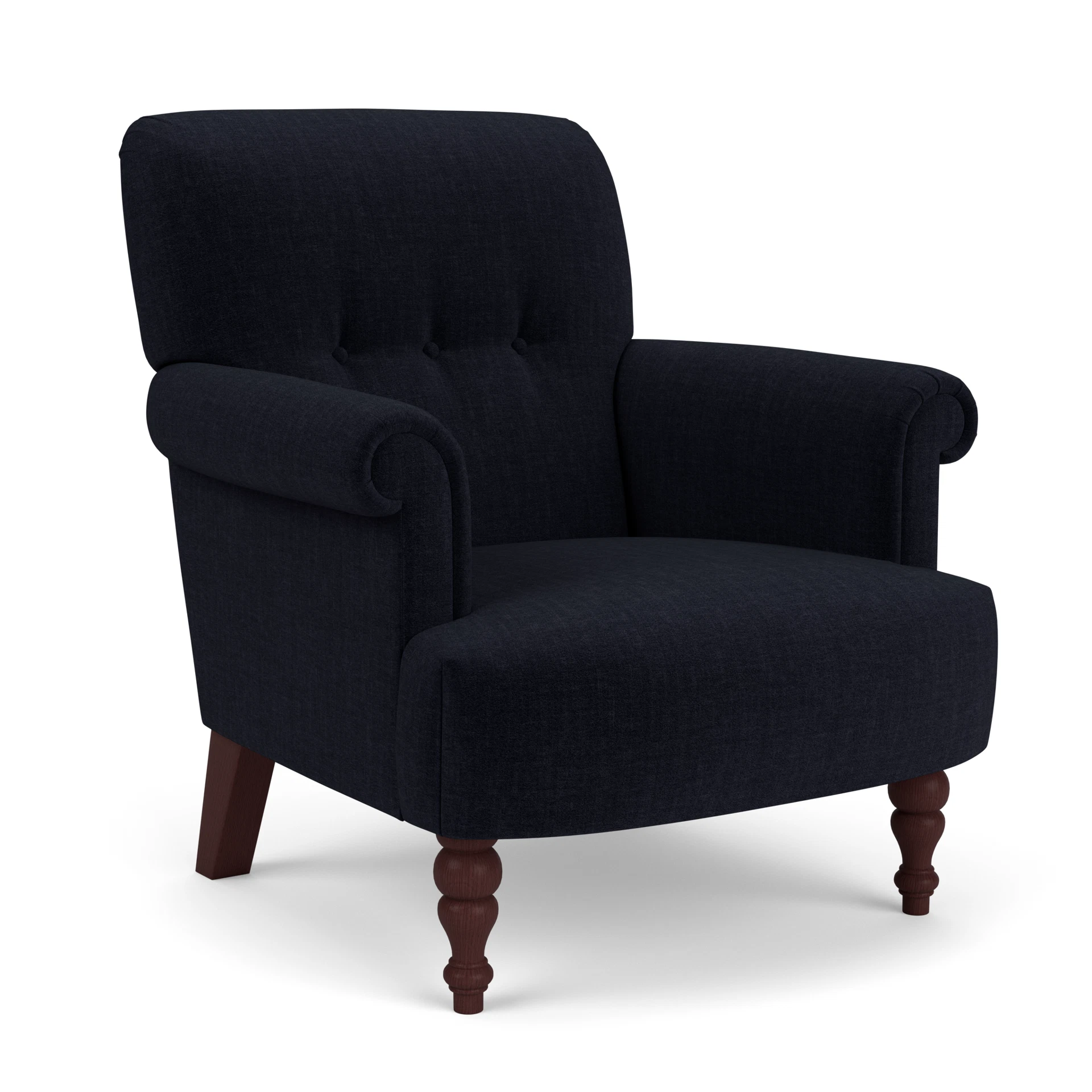 Harriet Armchair in Eco Chenille - Ink with Light legs