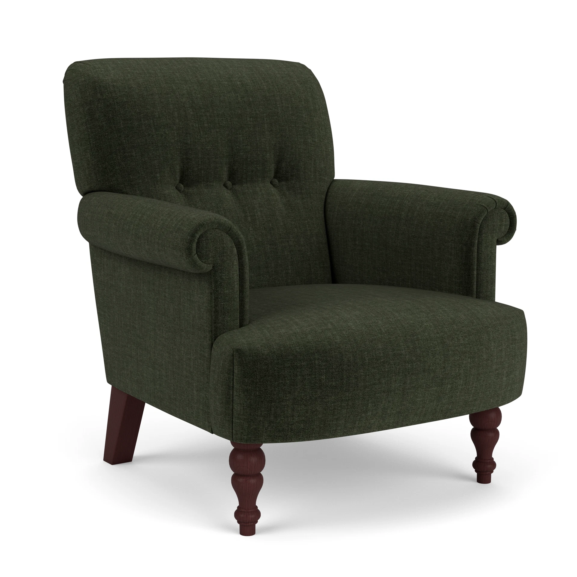 Harriet Armchair in Eco Chenille - Moss with Light legs