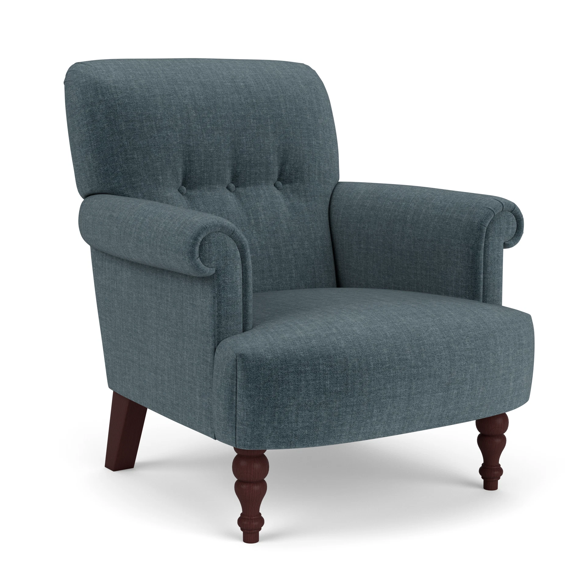 Harriet Armchair in Eco Chenille - Teal with Light legs