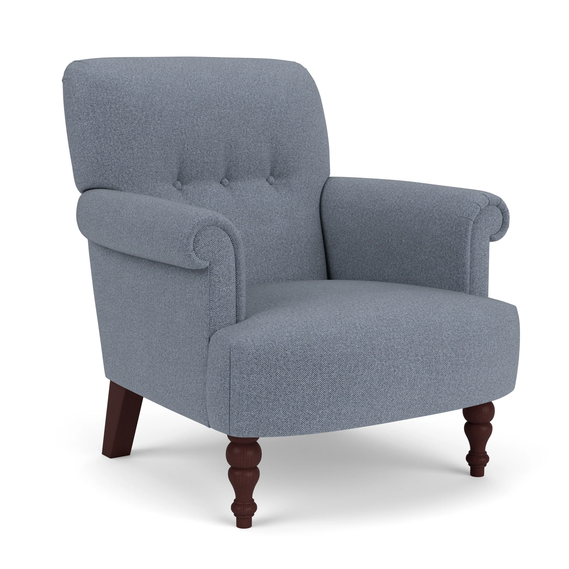 Harriet Armchair in Eco Herringbone - Navy with Light legs