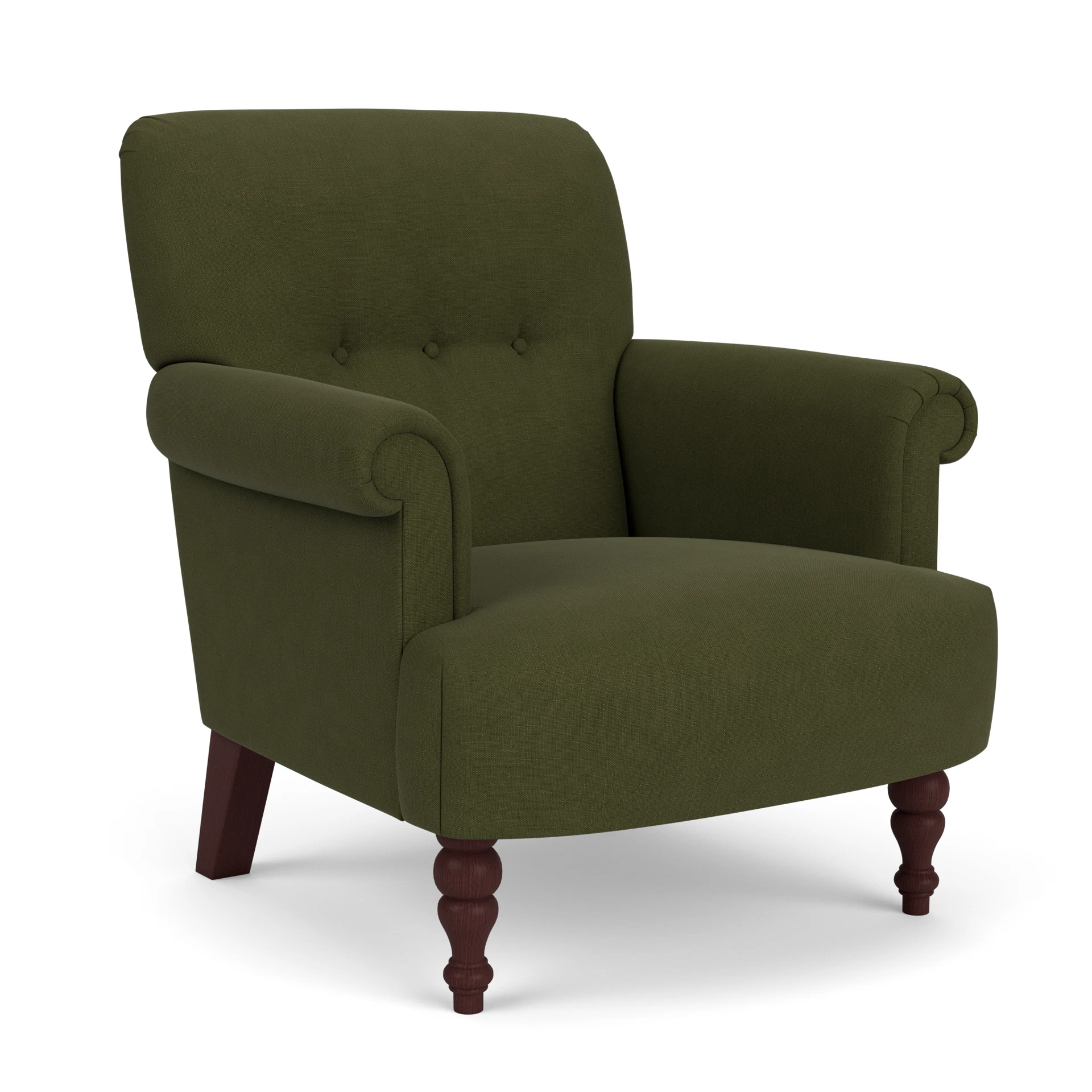 Harriet Armchair in House Linen Mix - Forest Green with Light legs