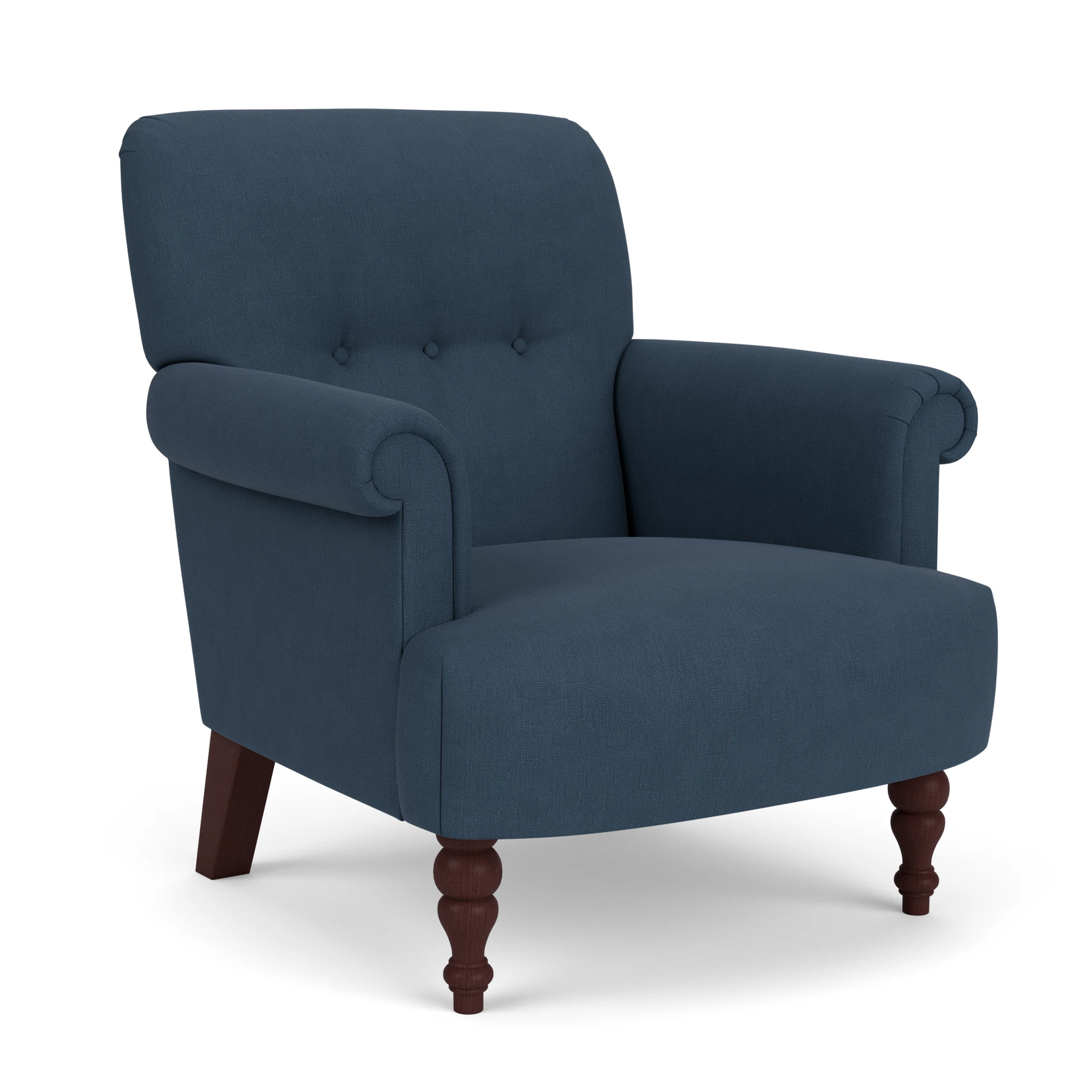 Harriet Armchair in House Linen Mix - Indigo with Light legs