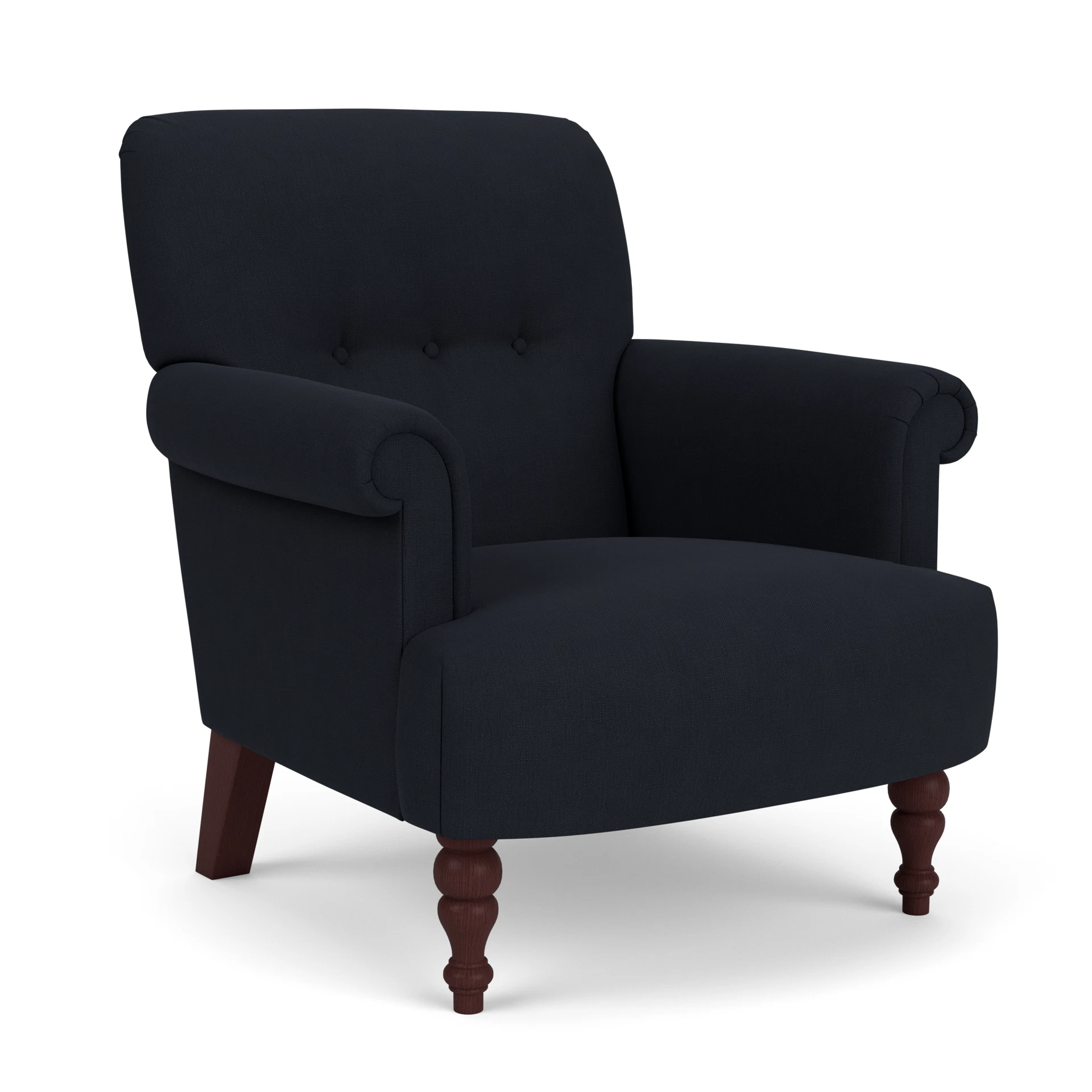 Harriet Armchair in House Linen Mix - Ink with Light legs