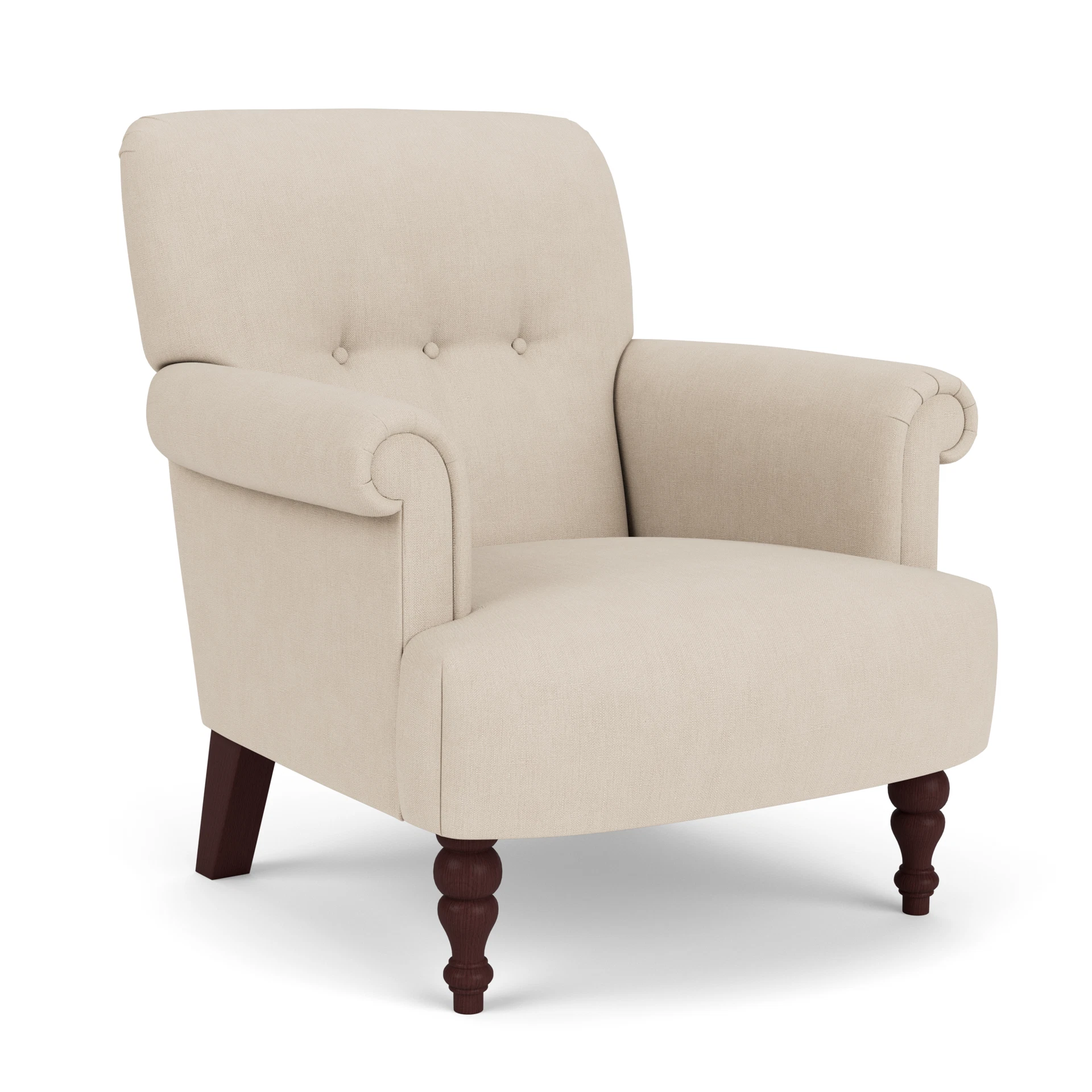 Harriet Armchair in House Linen Mix - Lily White with Light legs