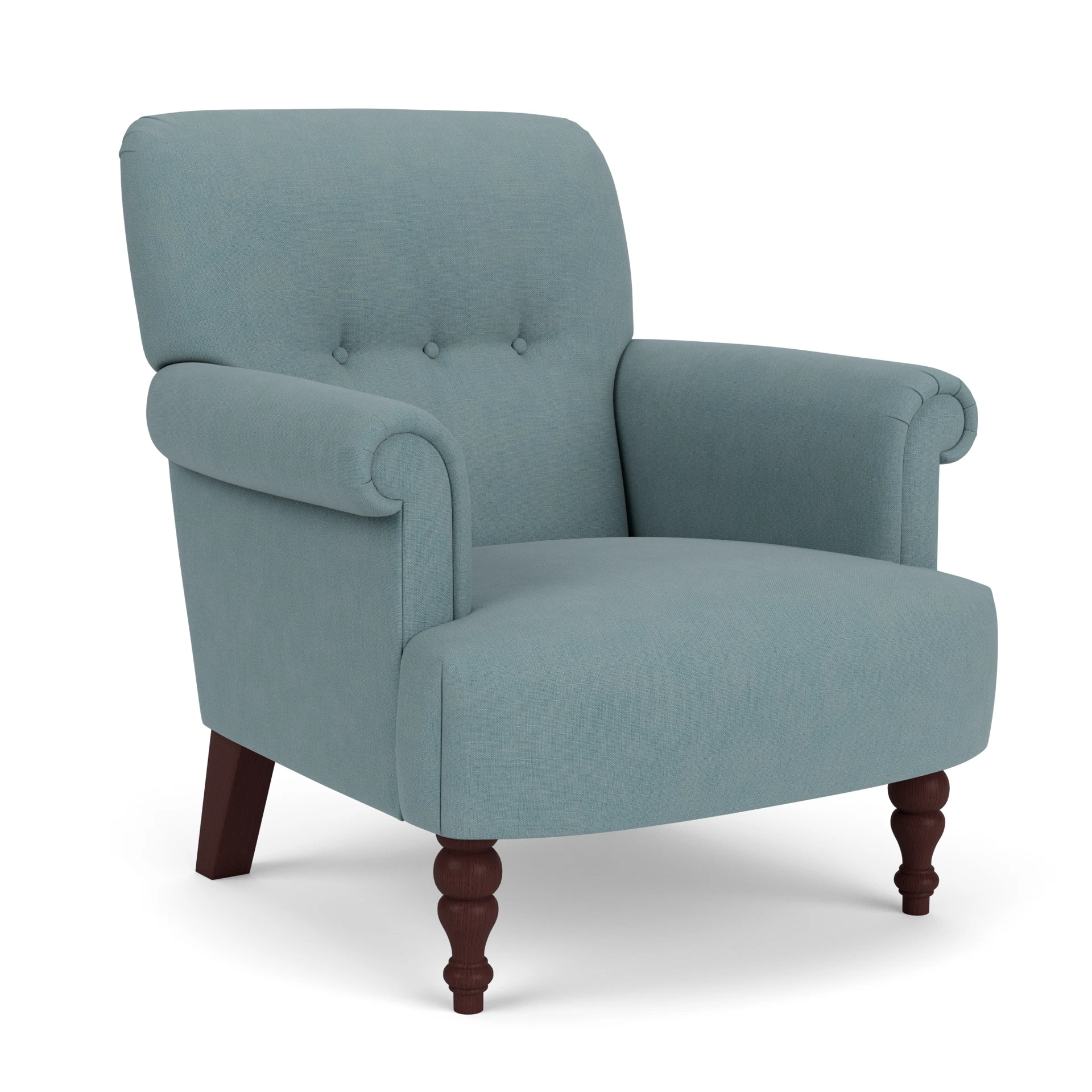Harriet Armchair in House Linen Mix - Sky Blue with Light legs