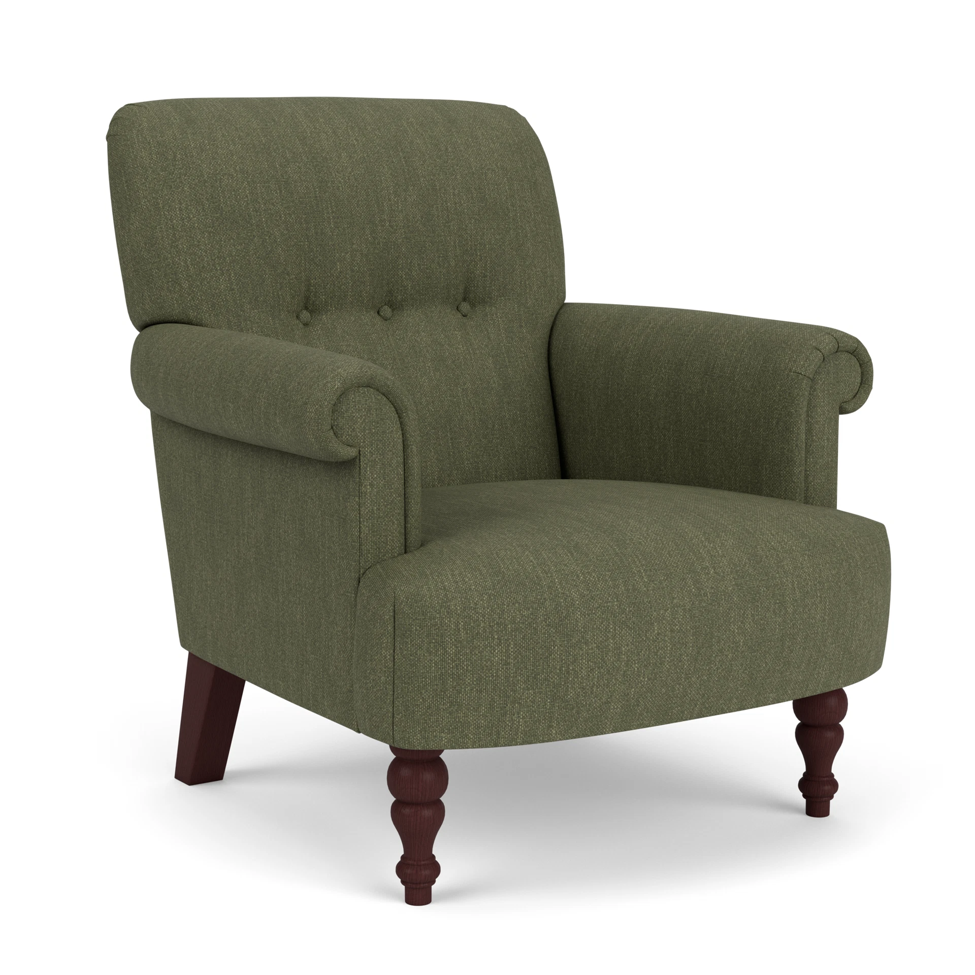 Harriet Armchair in Luxury Italian Linen - Fern with Light legs