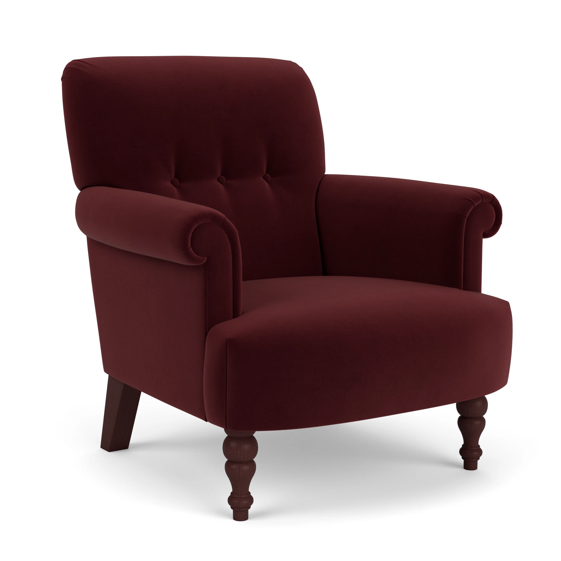 Harriet Armchair in Matt Velvet - Dark Rosehip with Light legs