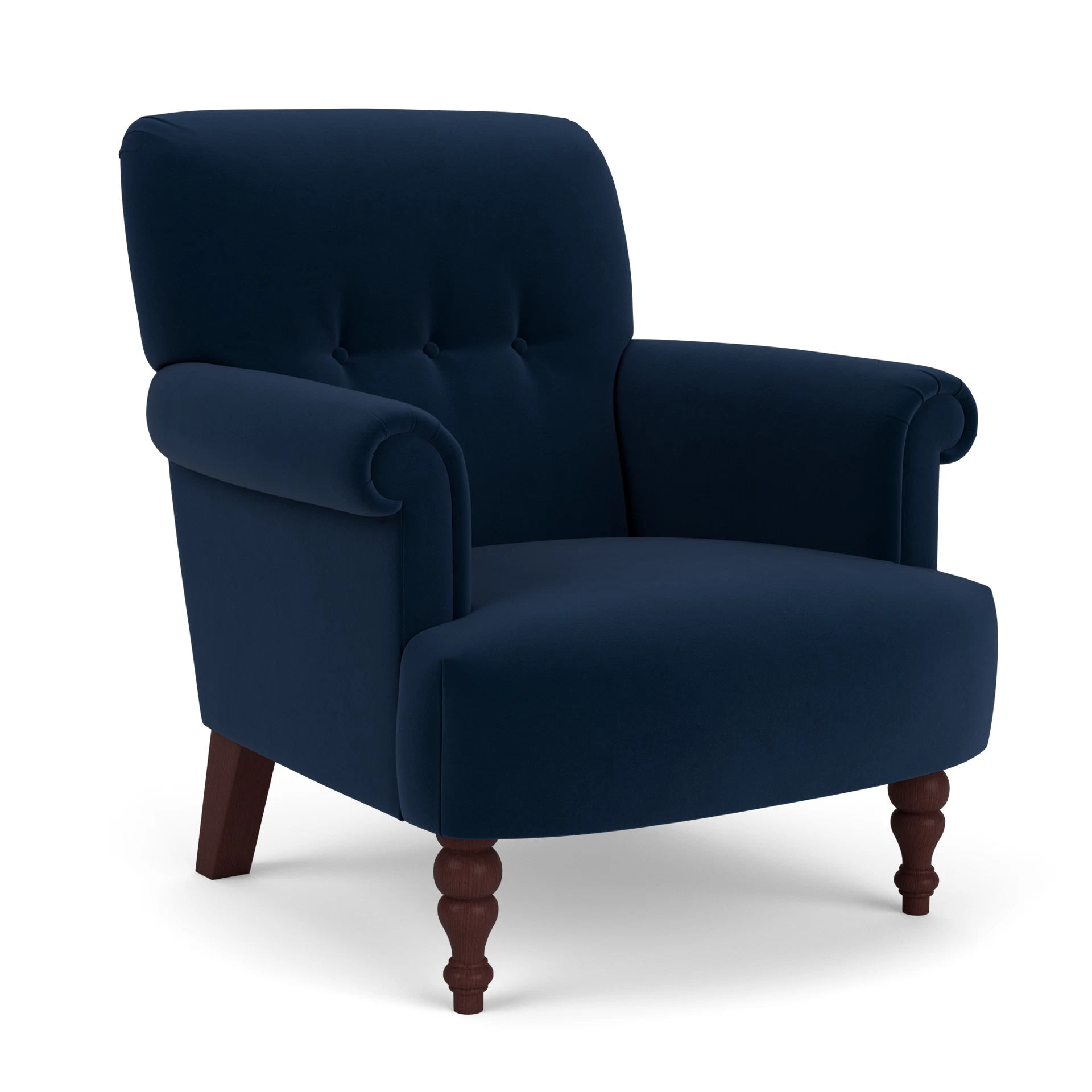 Harriet Armchair in Matt Velvet - Deep Blue with Light legs