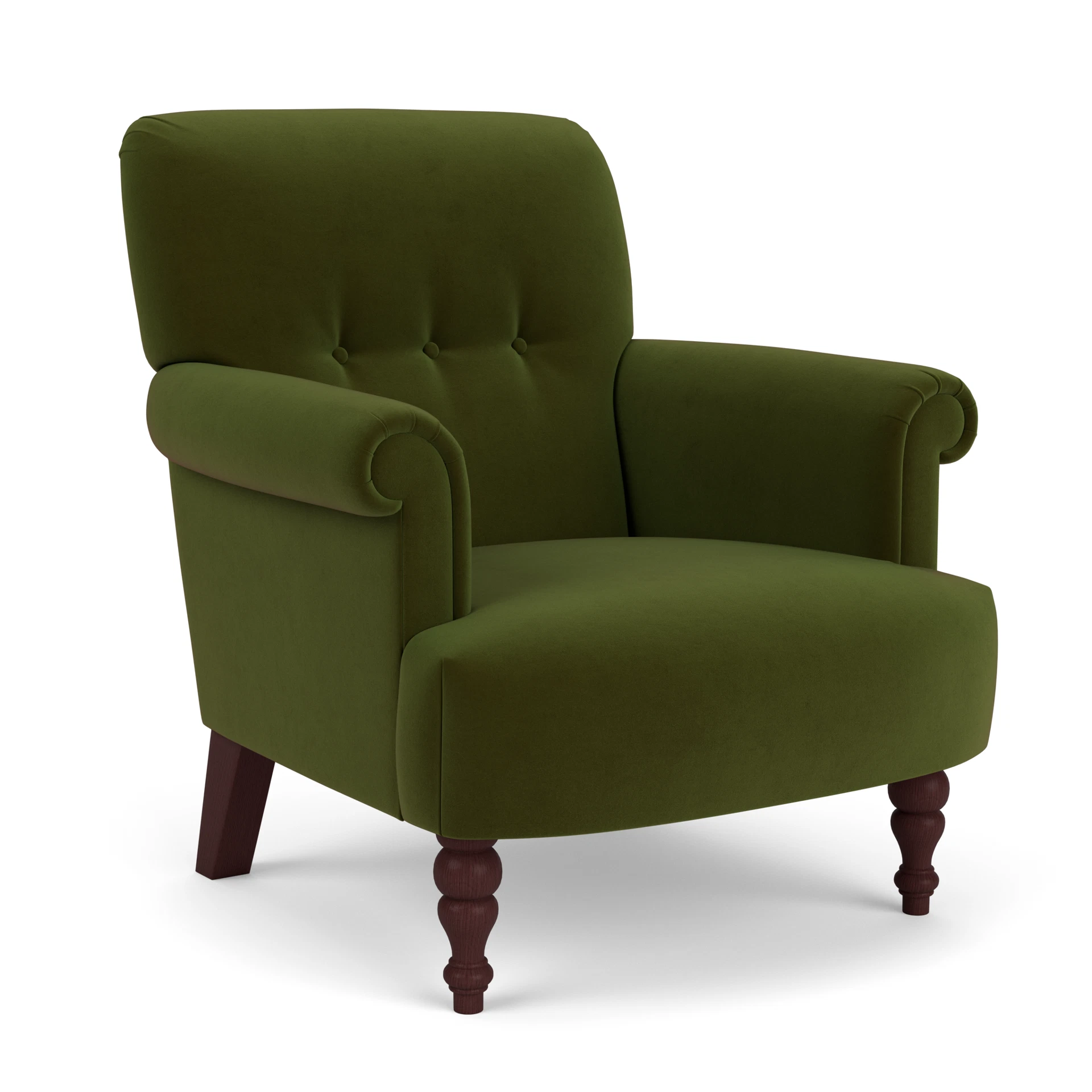 Harriet Armchair in Matt Velvet - Forest Green with Light legs