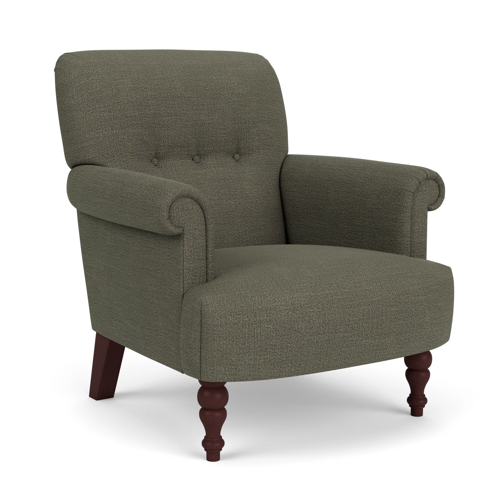 Harriet Armchair in Rustic Weave - Deep Forest with Light legs