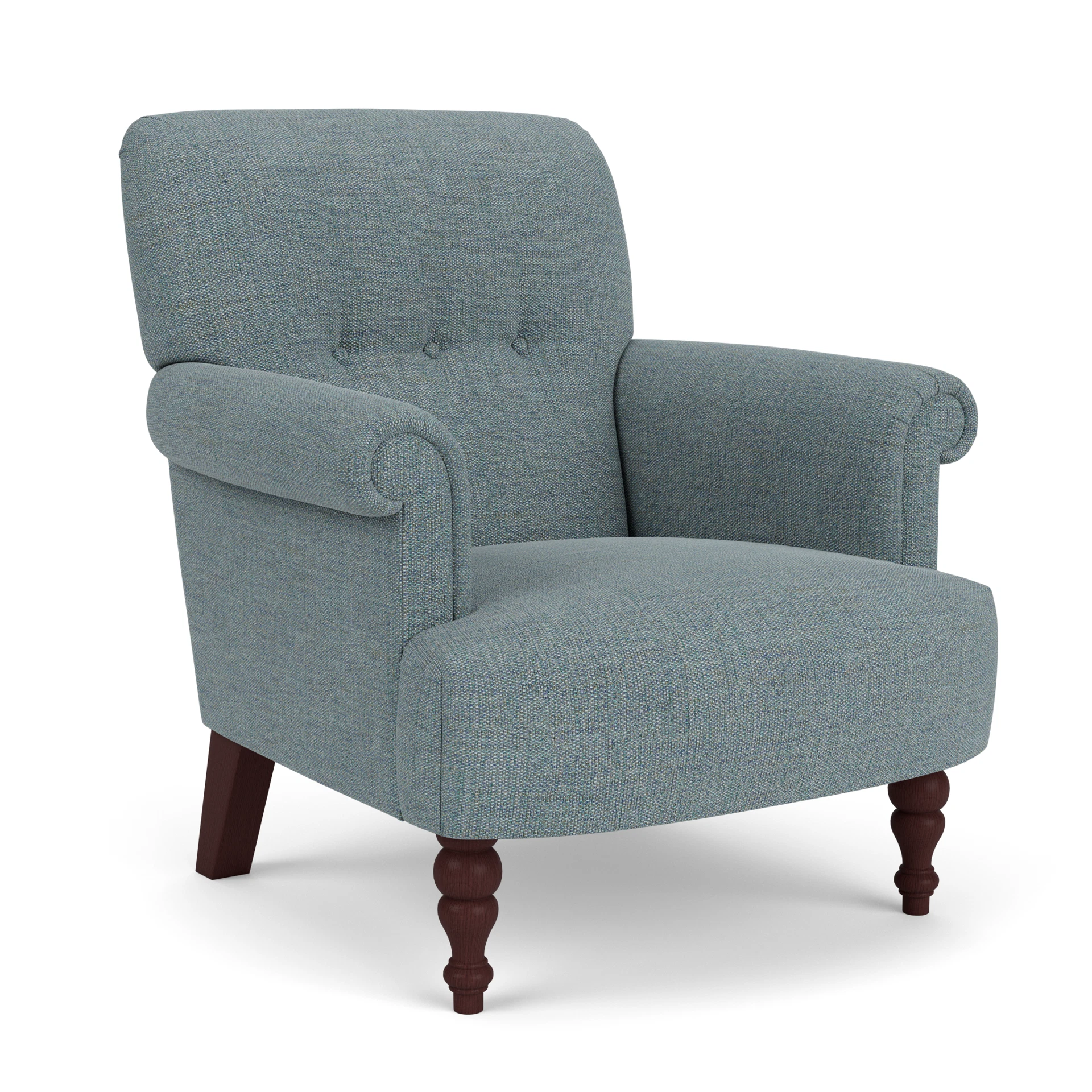 Harriet Armchair in Rustic Weave - Teal Marl with Light legs