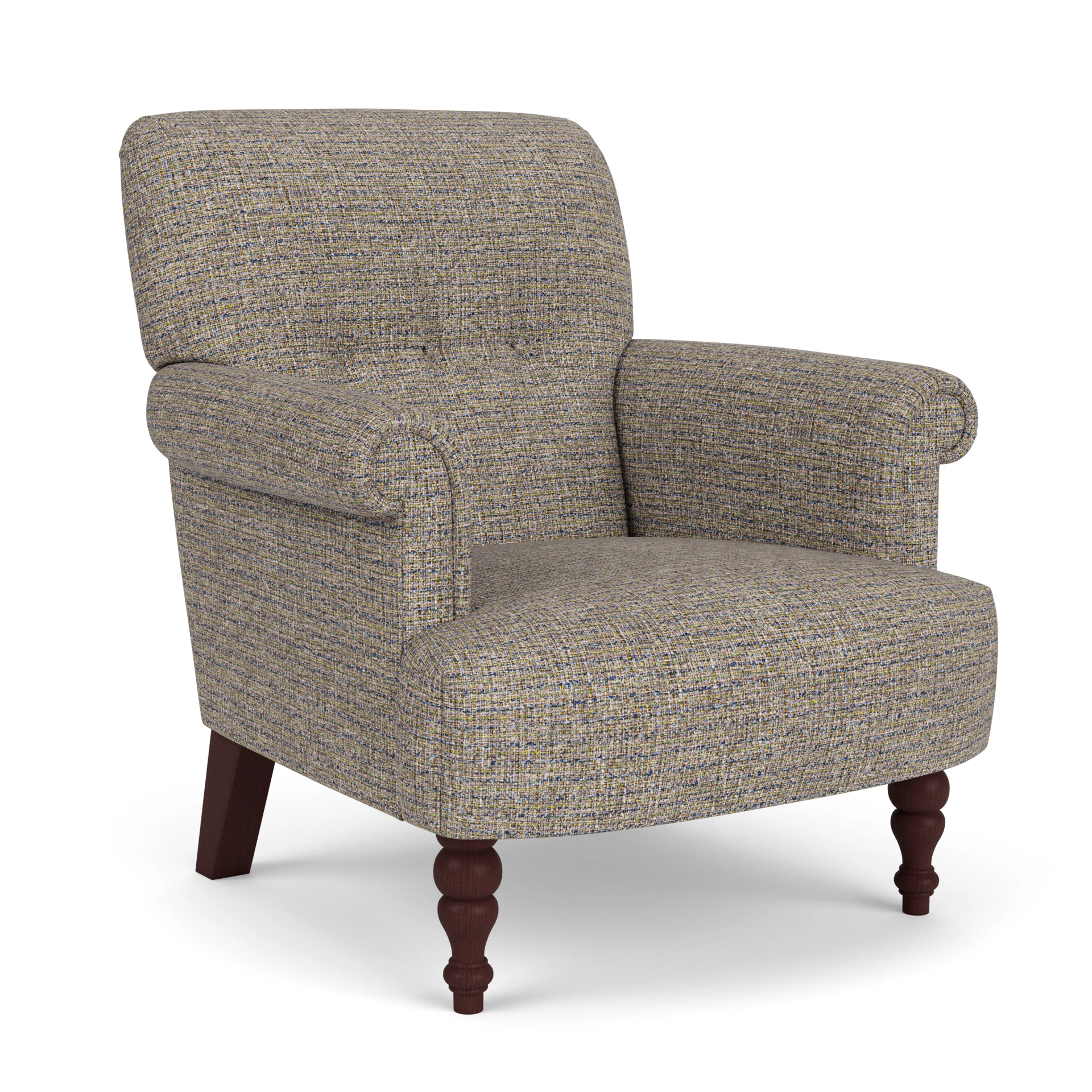 Harriet Armchair in Textured Weave - Shoreline Mix with Light legs