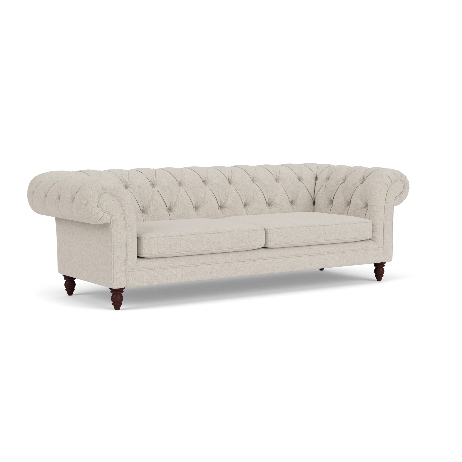 Harris Chesterfield 3 Seater Sofa in Aquaclean Oxford - Natural with Light legs