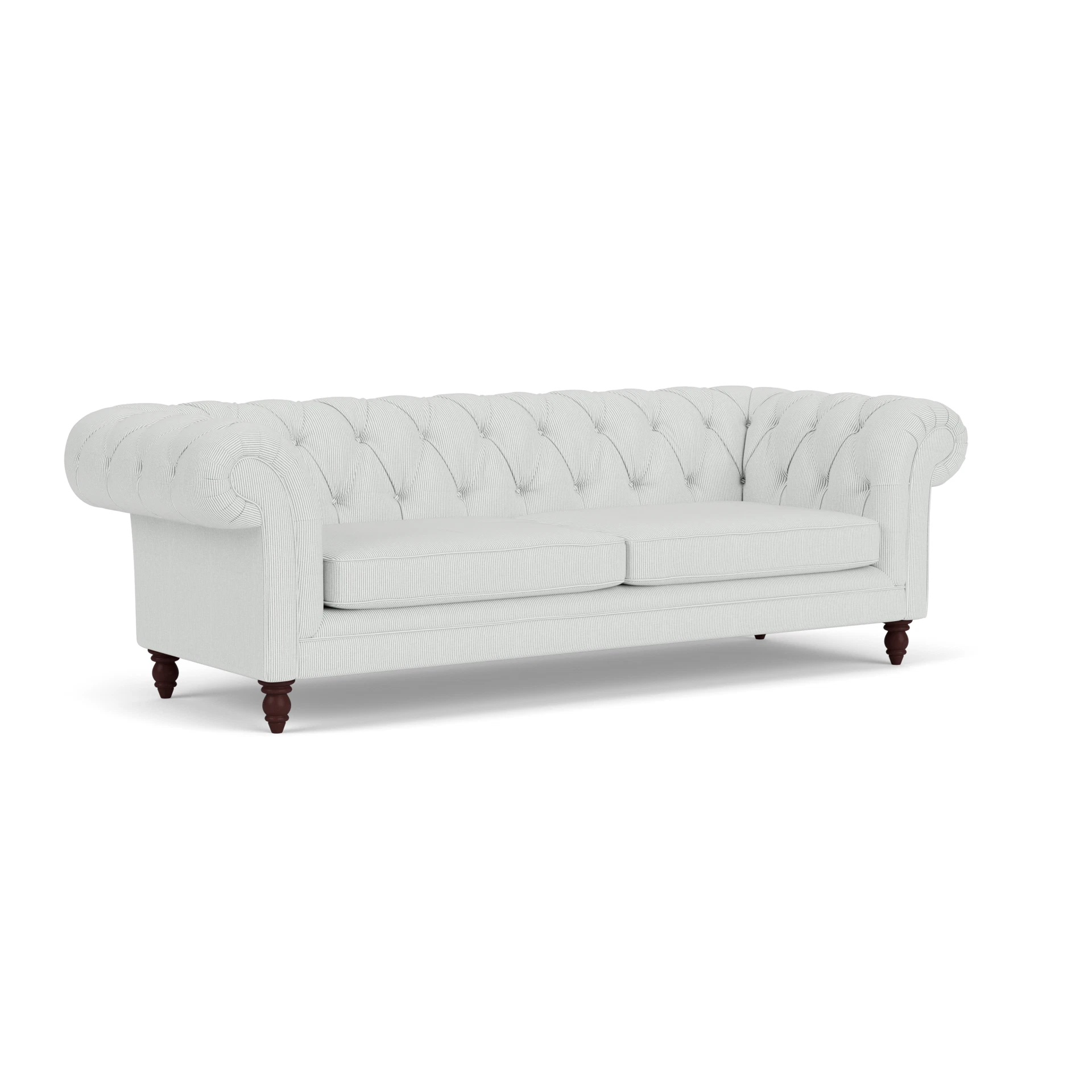 Harris Chesterfield 3 Seater Sofa in Broadway Stripe - Duck Egg with Light legs