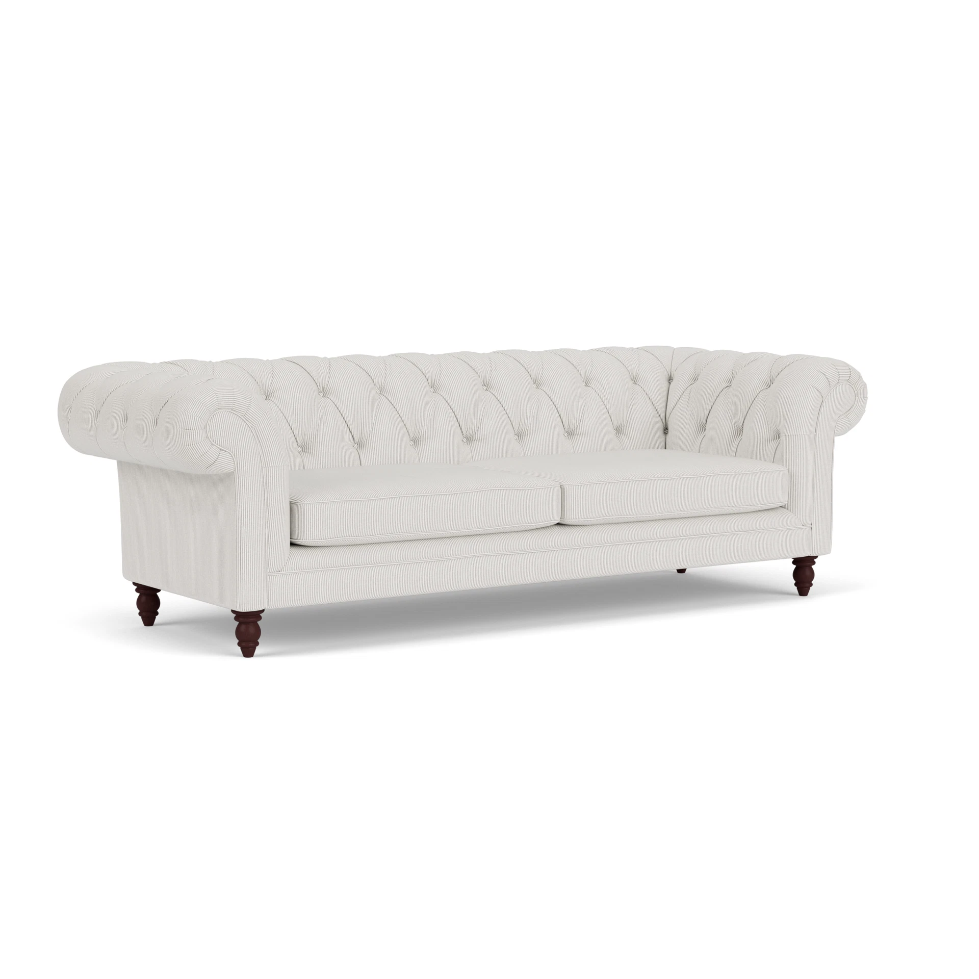 Harris Chesterfield 3 Seater Sofa in Broadway Stripe - Grey with Light legs