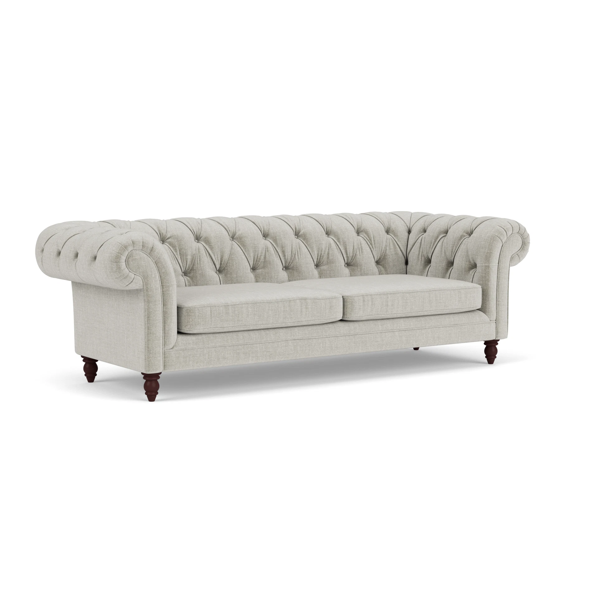 Harris Chesterfield 3 Seater Sofa in Eco Chenille - Grey Mist with Light legs