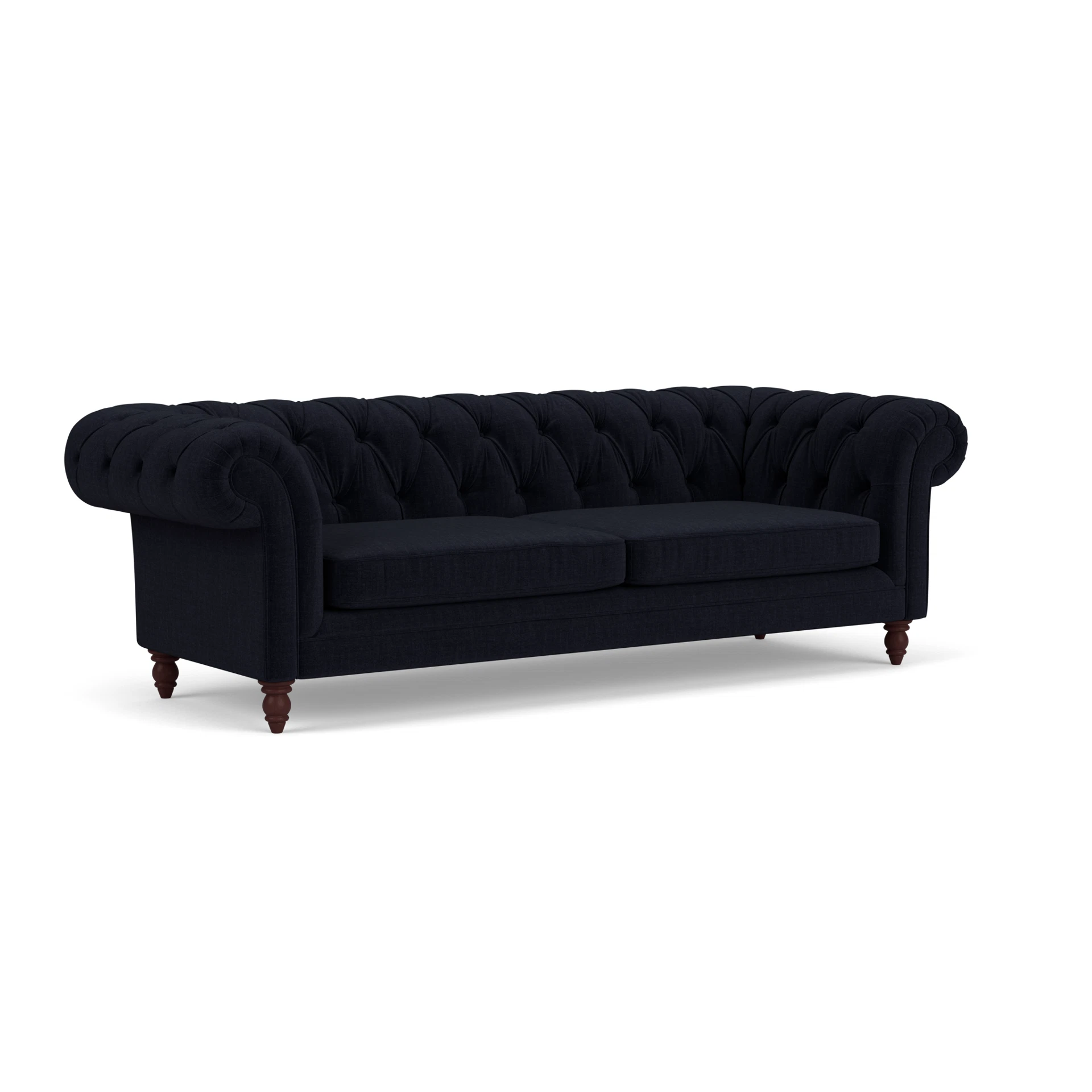 Harris Chesterfield 3 Seater Sofa in Eco Chenille - Ink with Light legs
