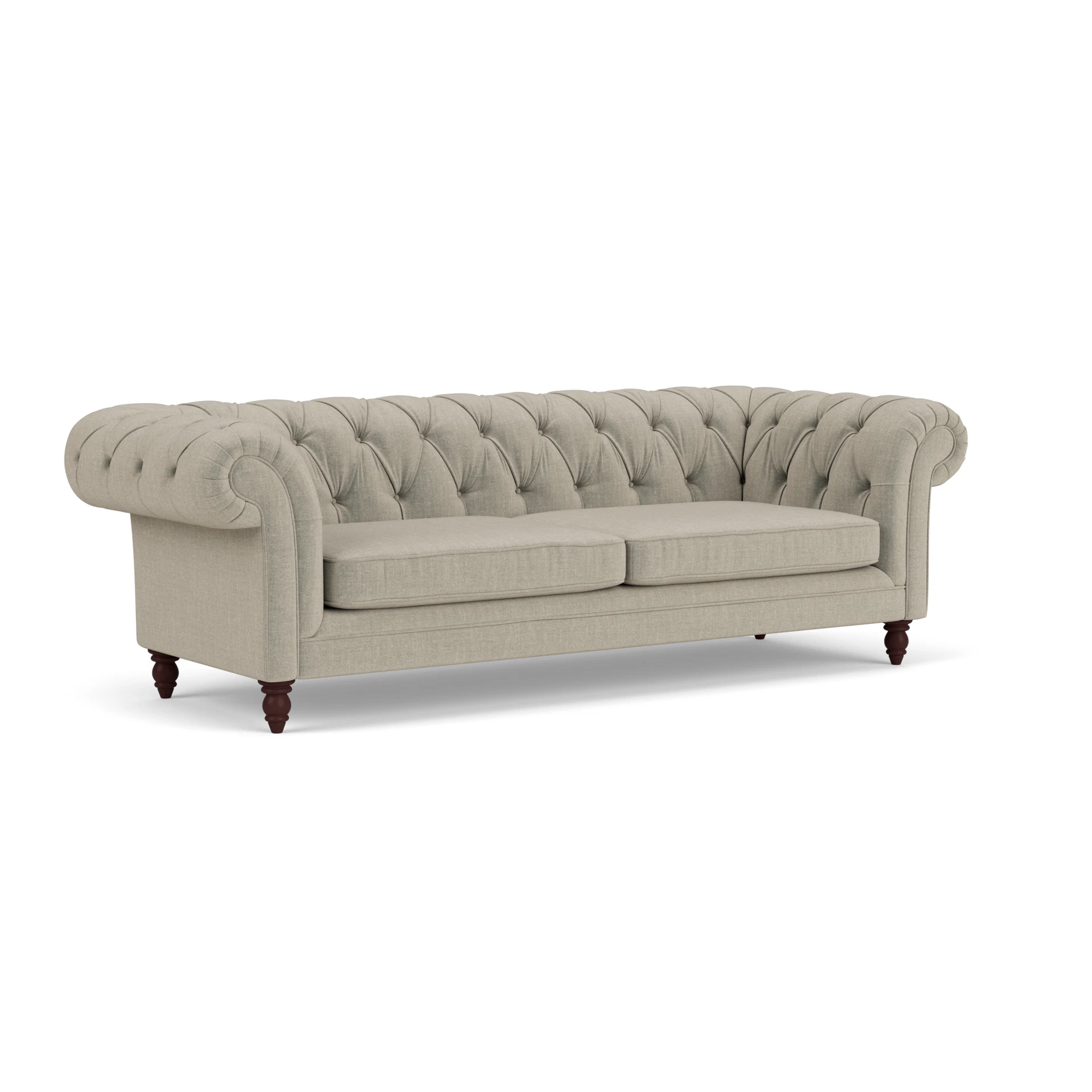 Harris Chesterfield 3 Seater Sofa in Eco Chenille - Natural with Light legs