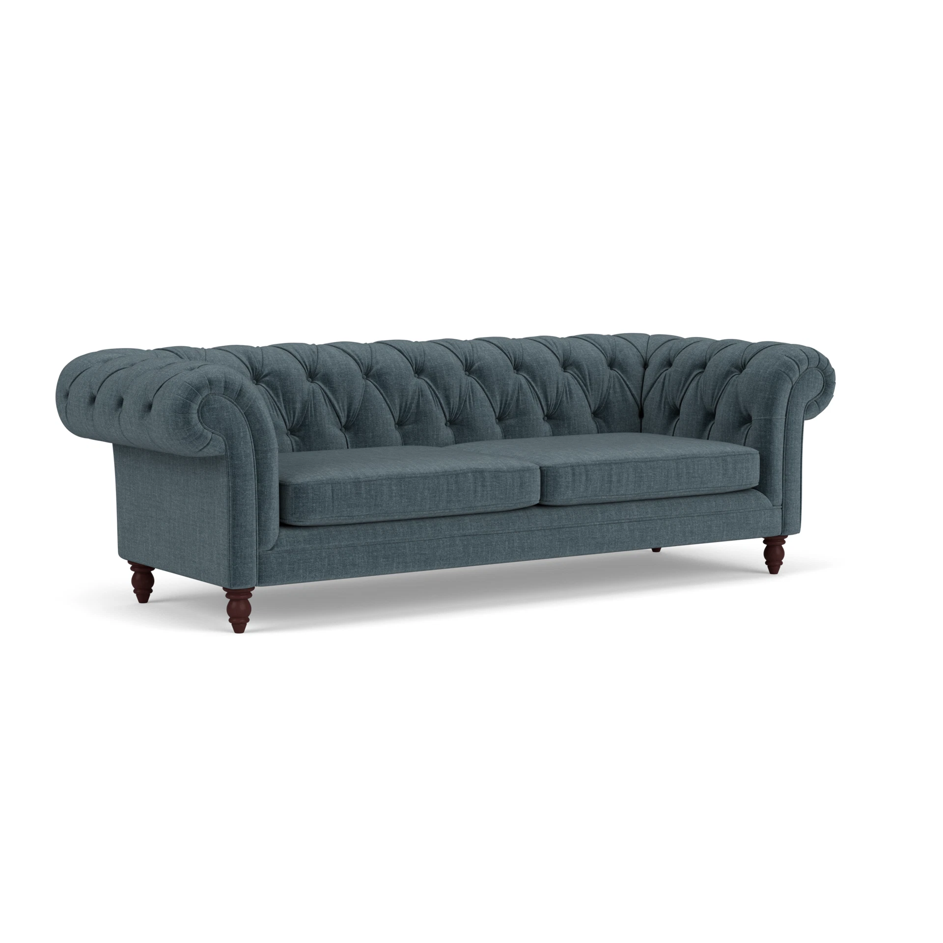 Harris Chesterfield 3 Seater Sofa in Eco Chenille - Teal with Light legs
