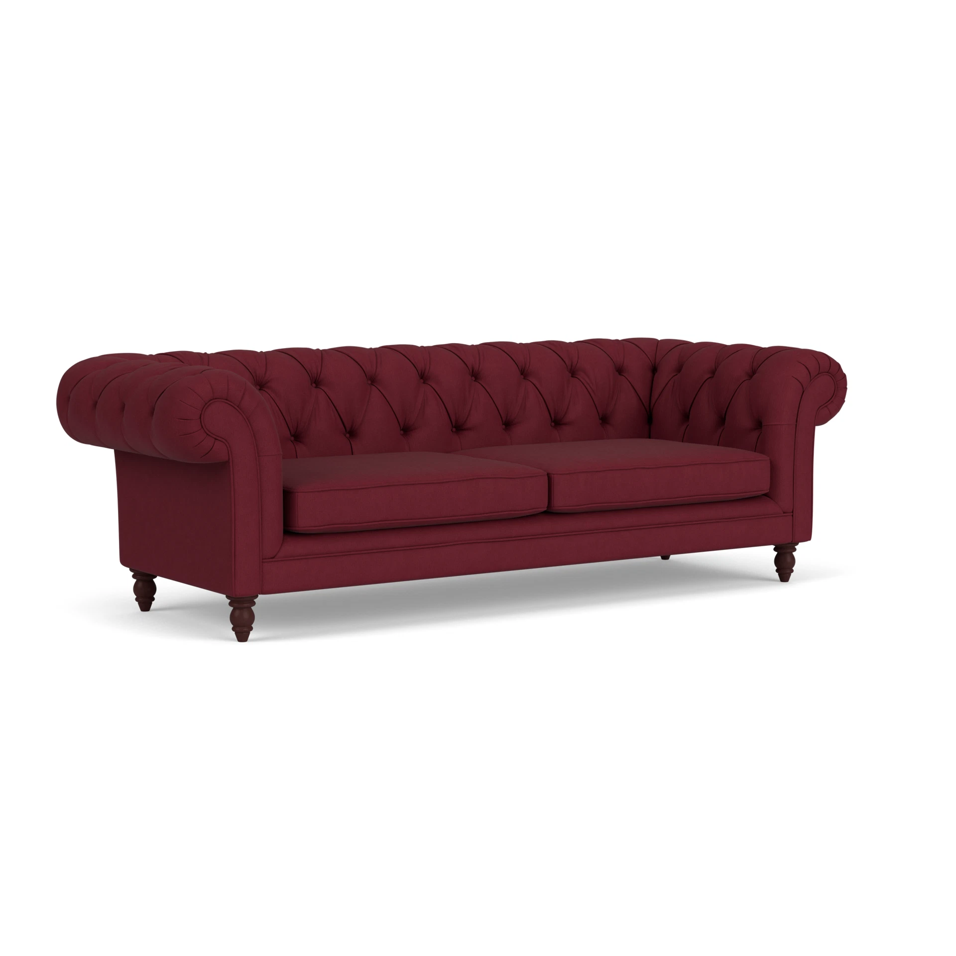 Harris Chesterfield 3 Seater Sofa in House Linen Mix - Rosehip with Light legs